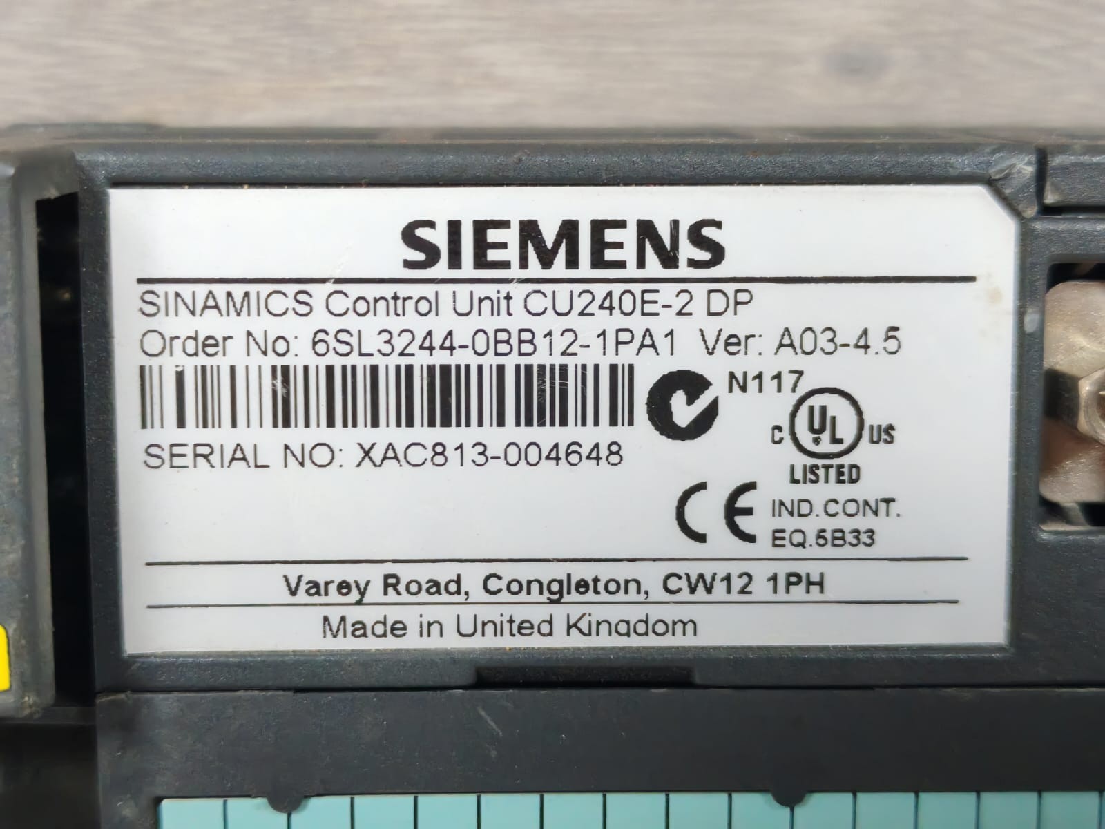 Siemens CU240E-2 SIEMENS 6SL3244-0BB12-1PA1 CU240E-2 DP VER.A03-4.5 SINAMICS CONTROL UNIT 5