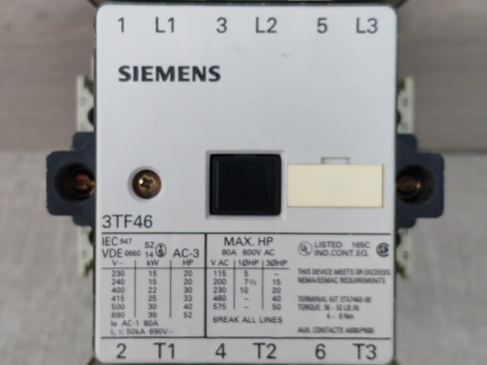 Siemens 3TF46 SIEMENS 3TF46 CONTACTOR 80A 600VAC 2