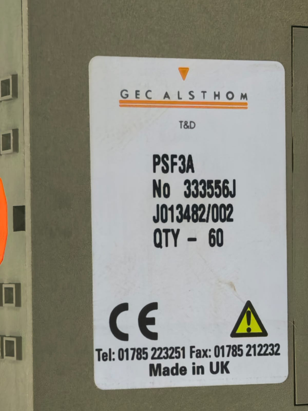 GEC ALSTHOM PSF3A GEC ALSTHOM PSF3A RELAY SOCKET 2