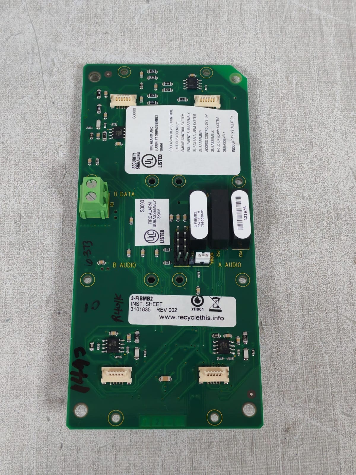 EDWARDS EST 3-FIBMB2 EDWARDS EST 3-FIBMB2 2990058 REV.01 W/ 140418 REV.A FIBER OPTIC COMM. INTERFACE 7