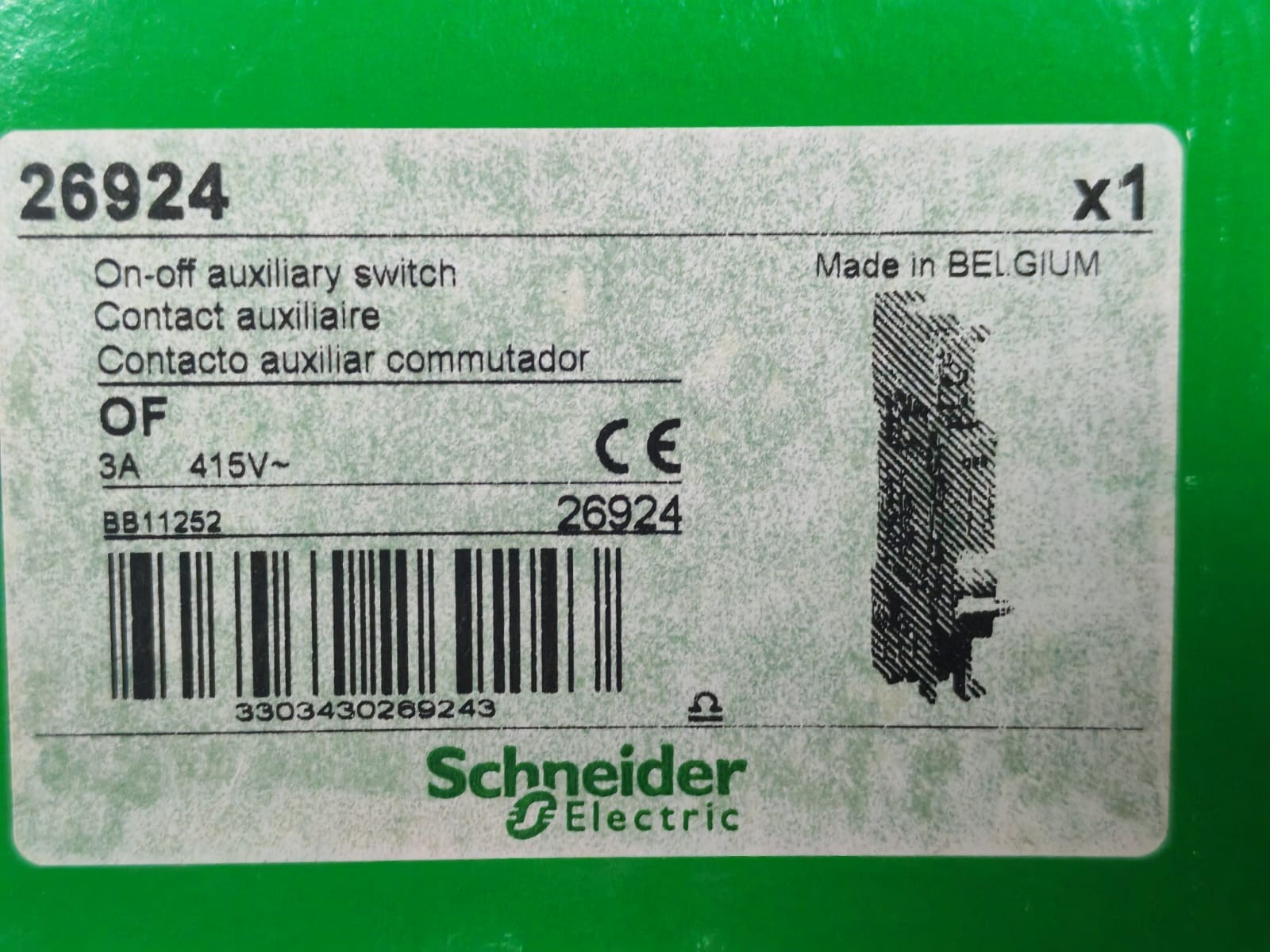 Schneider Electric 26924 SCHNEIDER ELECTRIC 26924 ON-OFF AUXILIARY SWITCH 10