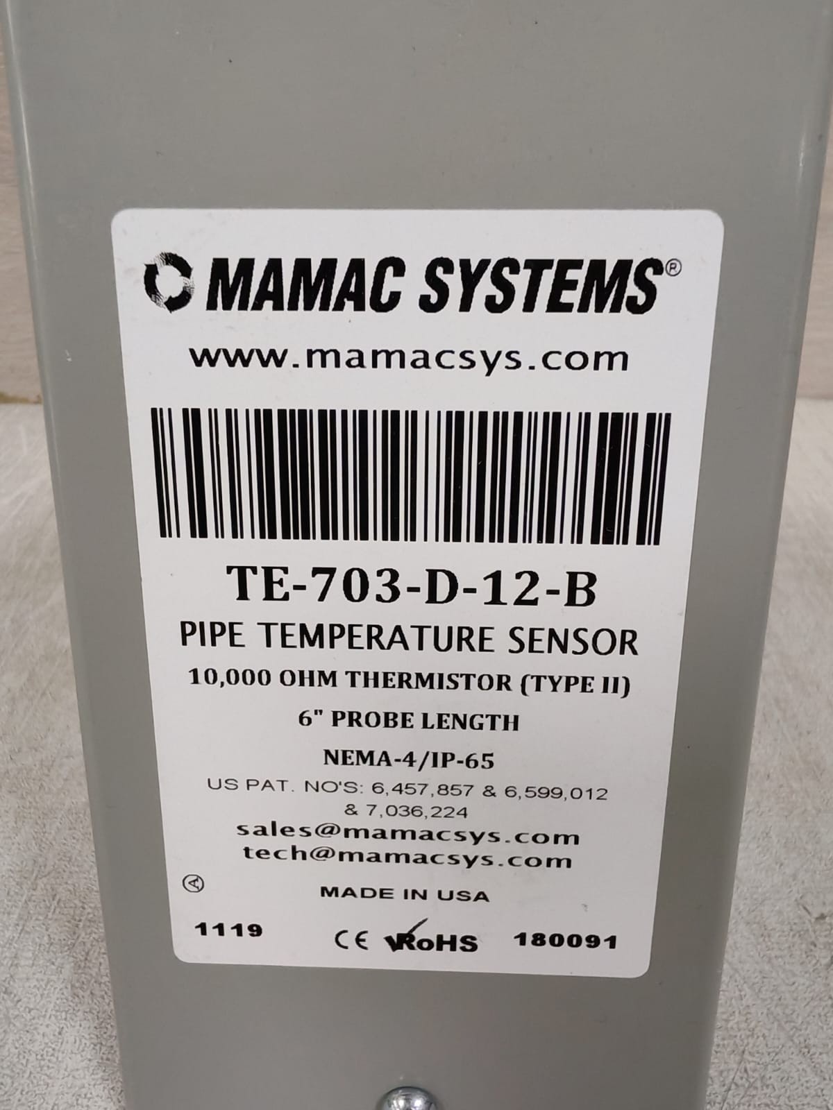 Mamac Systems TE-703-D-12-B MAMAC SYSTEMS TE-703-D-12-B PIPE TEMPERATURE SENSOR 2