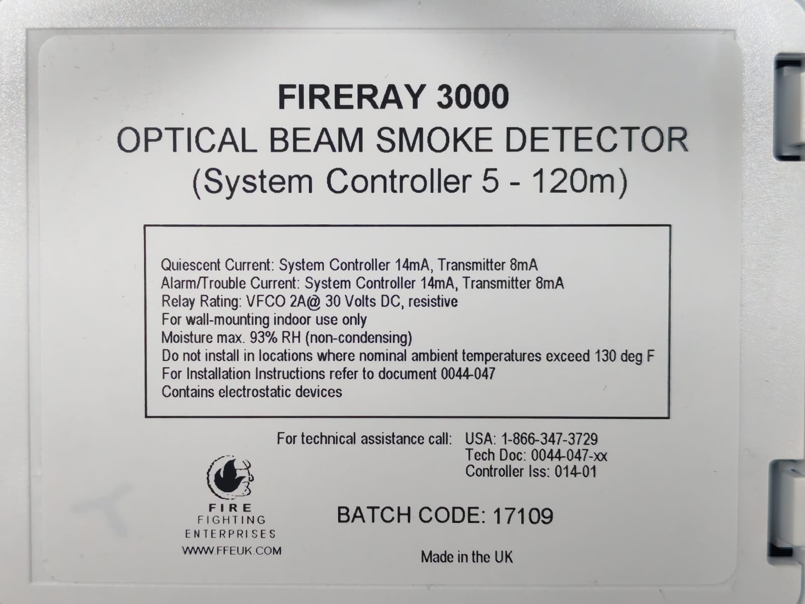 BEAM FIRERAY 3000 FIRERAY 3000 BEAM SMOKE DETECTOR 9