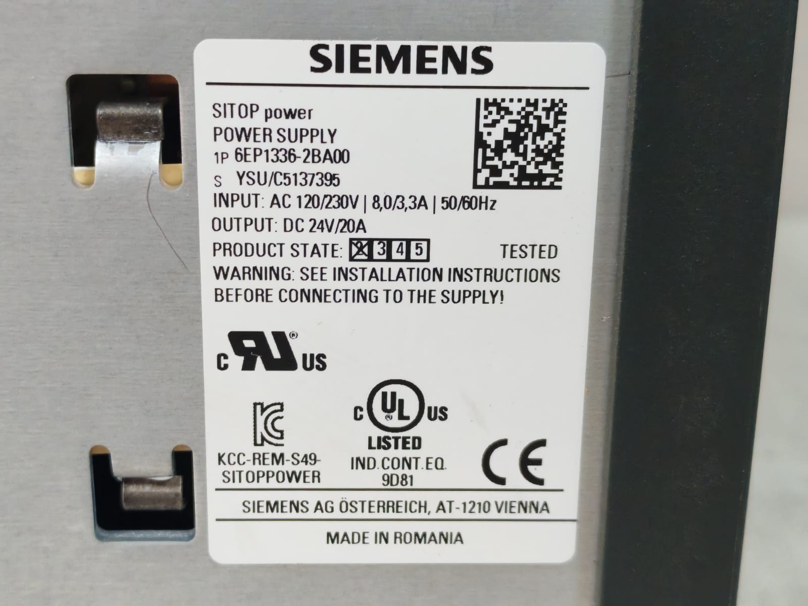 Siemens 6EP1336-2BA00 SIEMENS SITOP 6EP1336-2BA00 POWER SUPPLY AC 120/230V 8