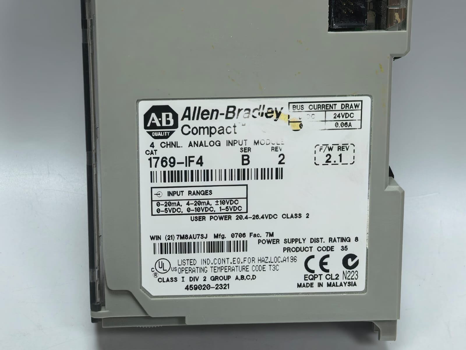 Rockwell Automation 1769-IF4 ALLEN-BRADLEY 1769-IF4 4 CHANL.ANALOG CURRENT/VOLTAGE INPUT SER.B REV.2 4