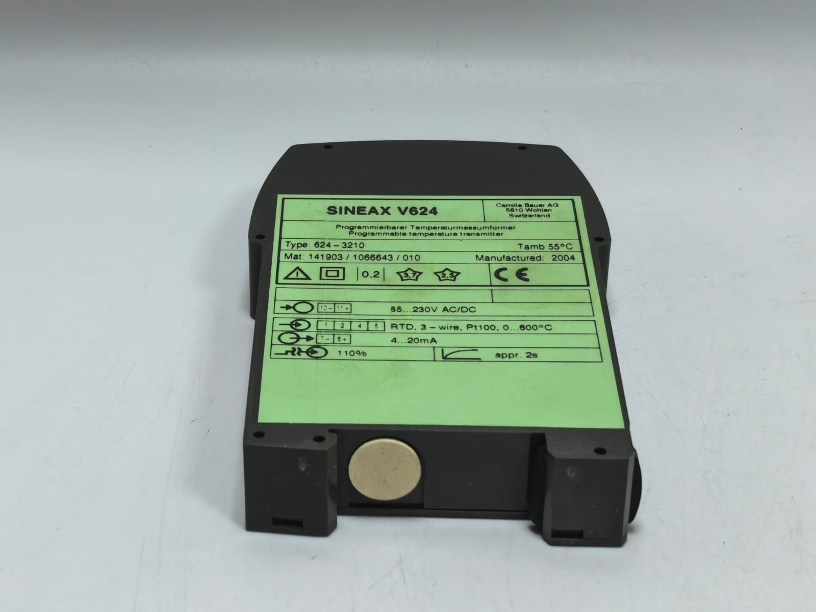 Camille Bauer V624 CAMILLE BAUER AG SINEAX V624 PROGRAMMABLE TEMPERATURE TRANSMITTER 624-3210 8