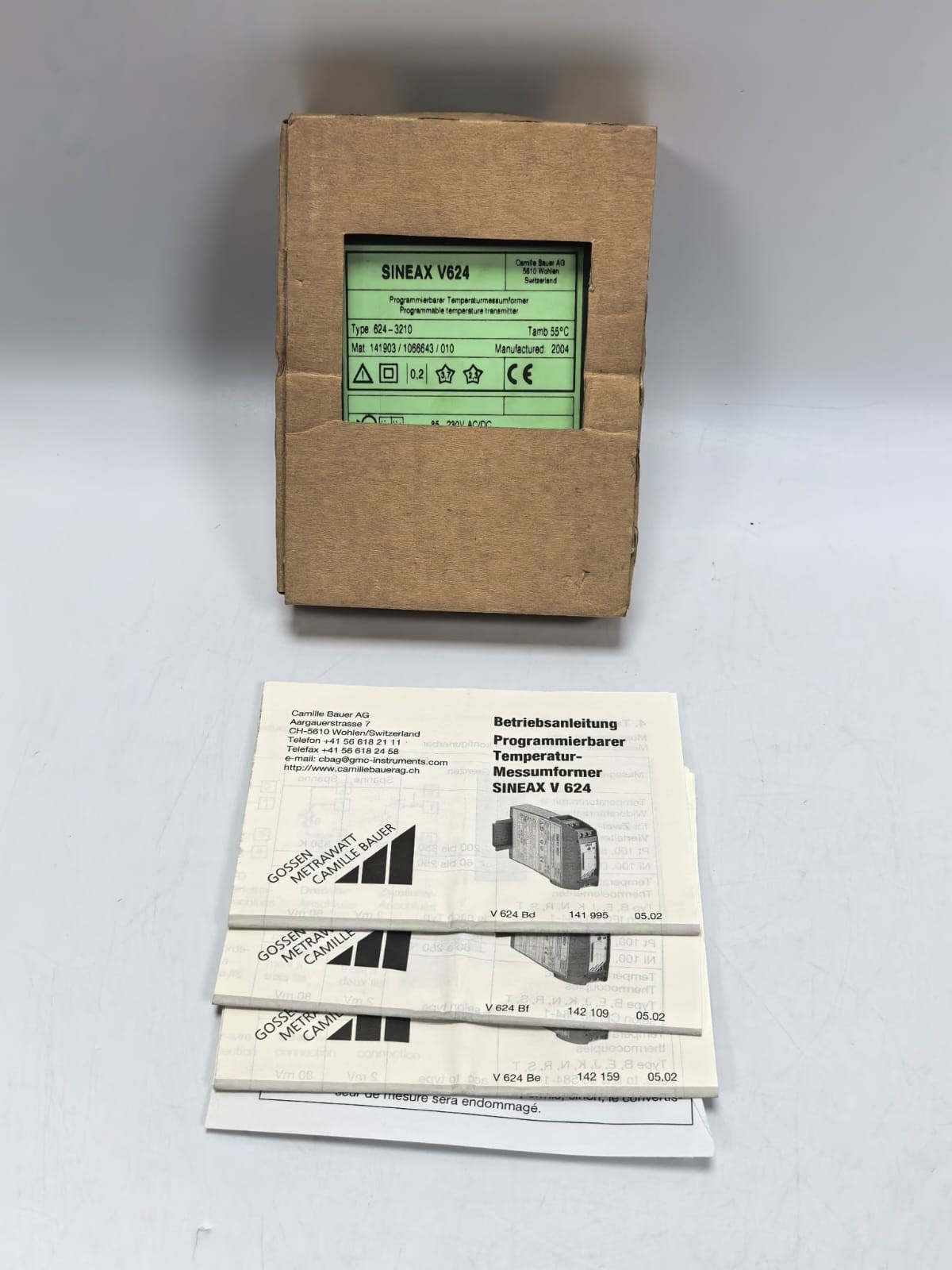 CAMILLE BAUER AG SINEAX V624 PROGRAMMABLE TEMPERATURE TRANSMITTER 624-3210