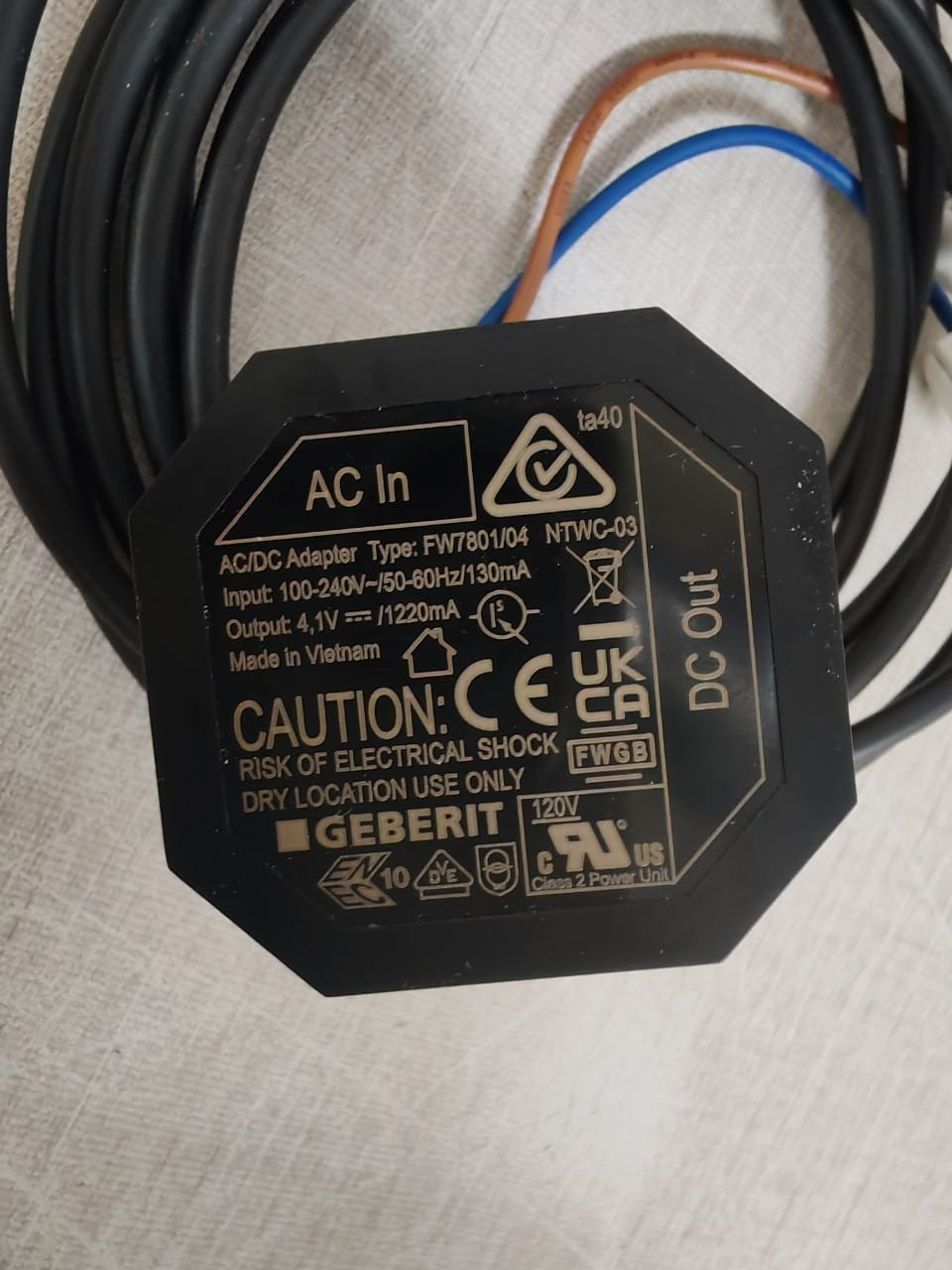 Geberit 241.149.00.1 Geberit FW7801/04 Power Supply 241.149.00.1 3