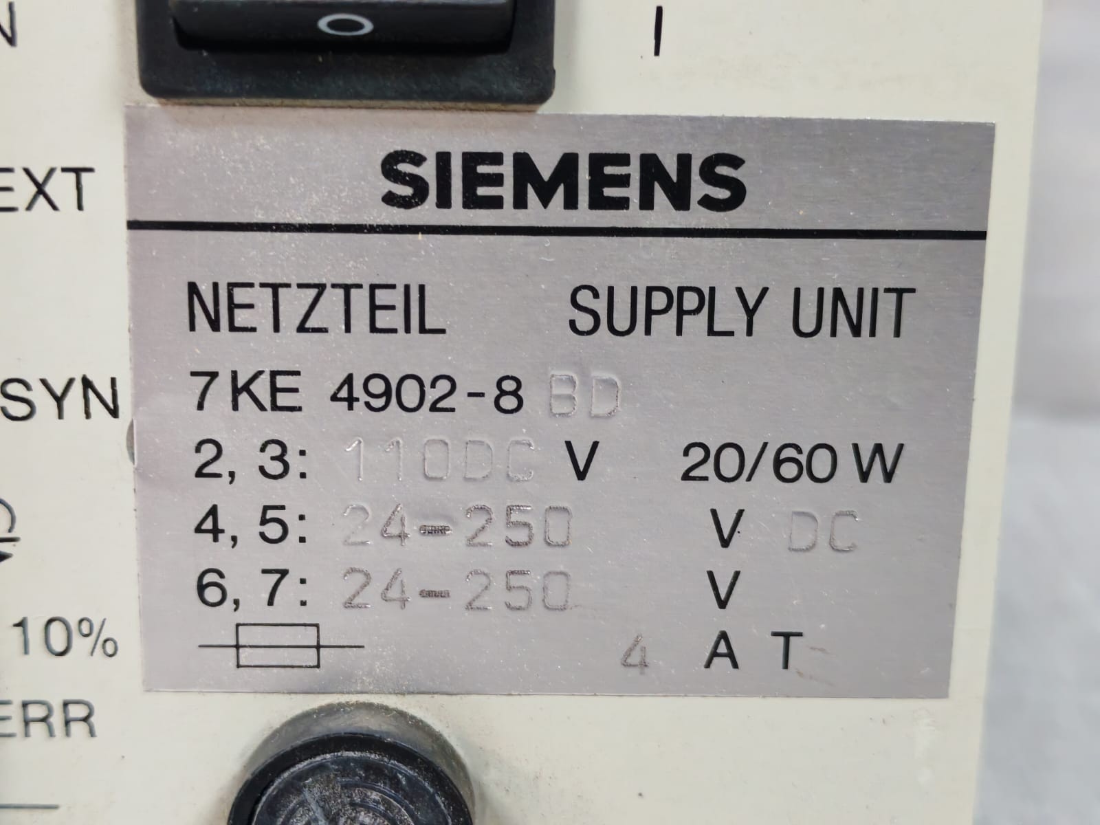 Siemens 7KE4902-8BD SIEMENS 7KE4902-8BD 110DCV POWER SUPPLY UNIT 2