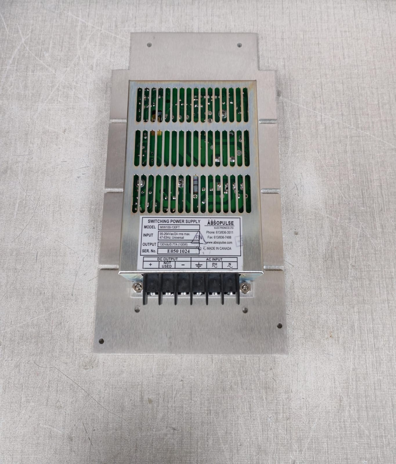 ABSOPULSE MIW100-130FT ABSOPULSE MIW100-130FT SWITCHING POWER SUPPLY 95-264VAC/2A RMS 6