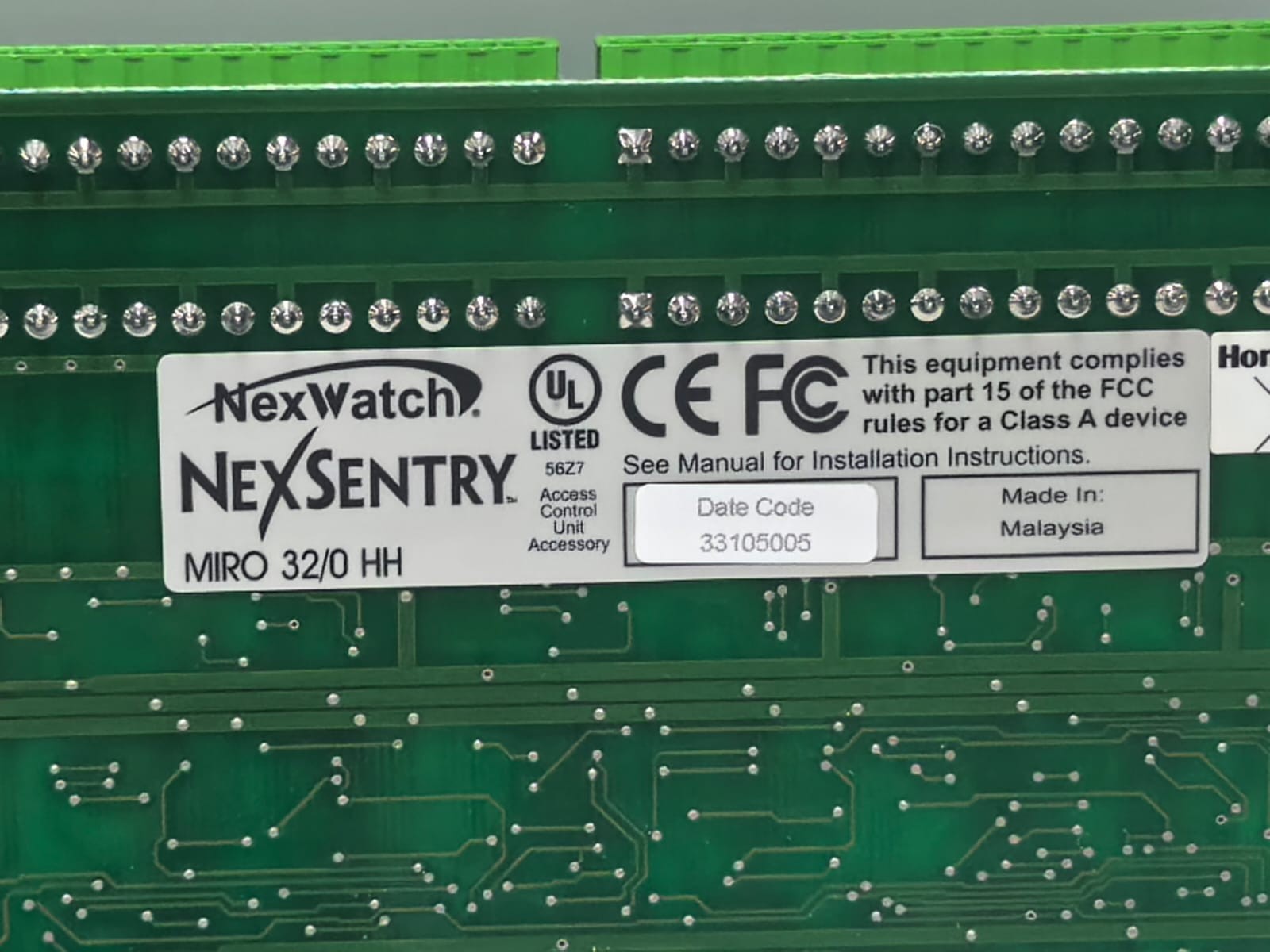 Honeywell MIRO-32 HONEYWELL NEXWATCH NEXSENTRY MIRO 32/0 HH PCB CARD 2