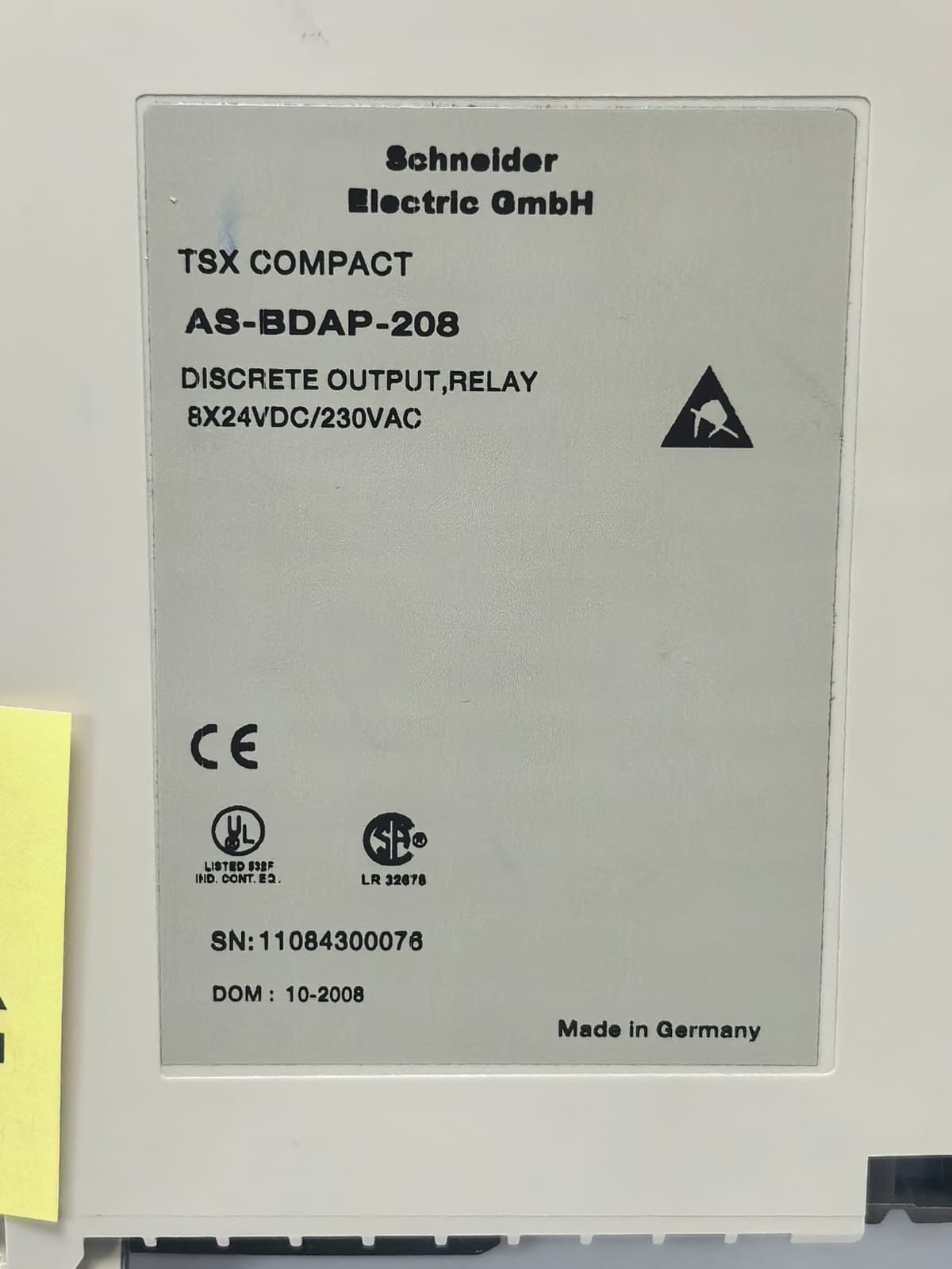 Schneider Electric BDAP-208 SCHNEIDER ELECTRIC TSX COMPACT AS-BDAP-208 DISCRETE OUTPUT,RELAY 8X24VDC/230VAC 3