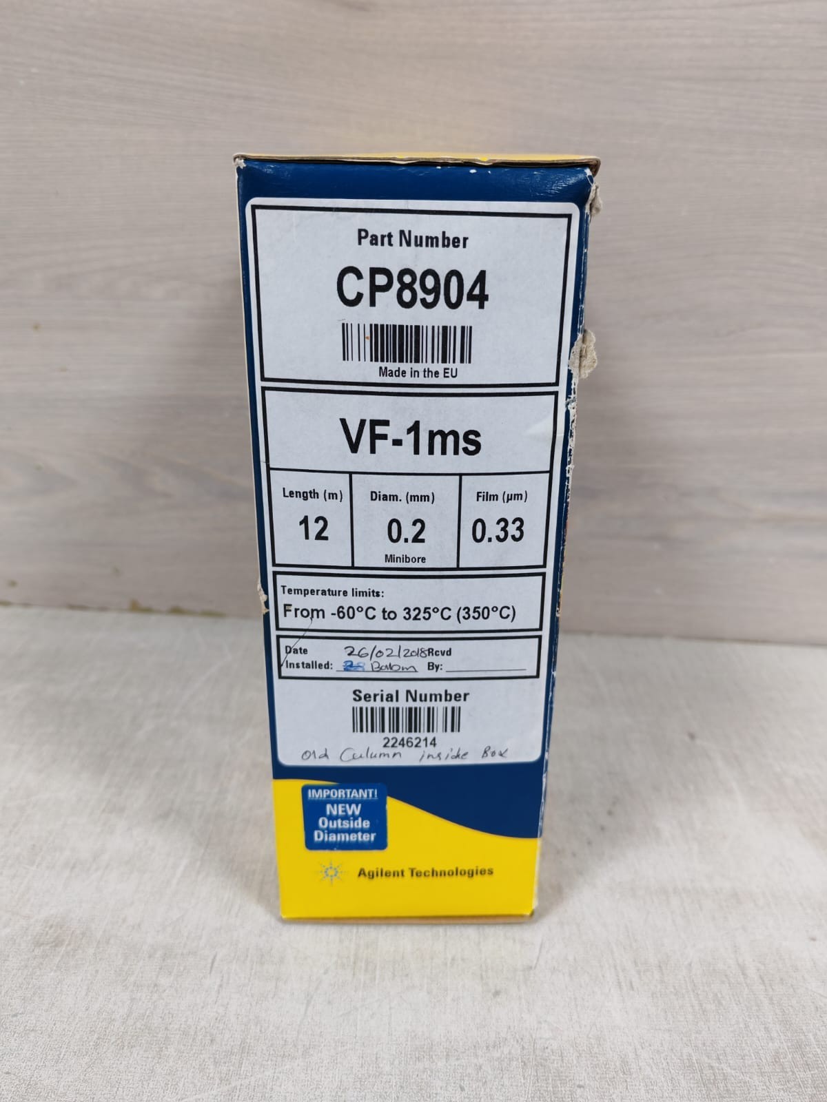 AGILENT TECHNOLOGIES CP8904 VF-1MS AGILENT TECHNOLOGIES CP8904 VF-1MS MODULE 12M 0.20MM 0.33UM 10