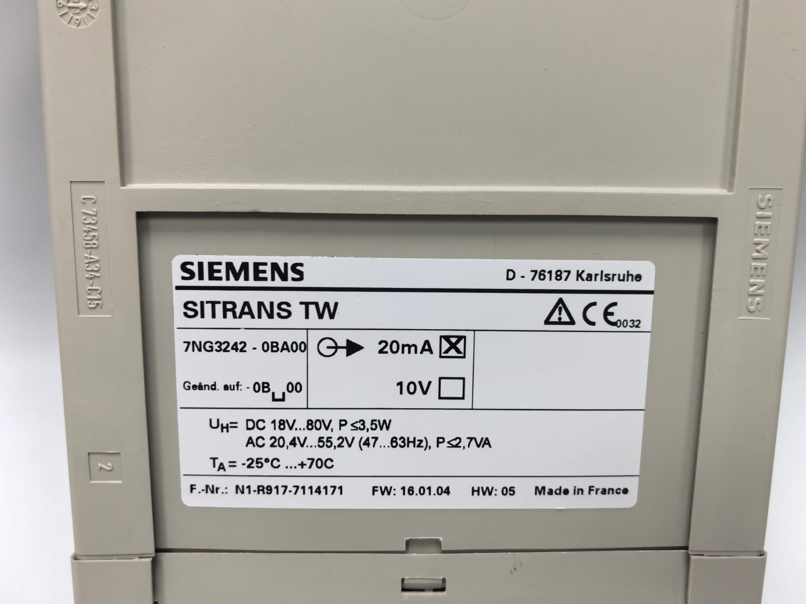 Siemens 7NG3242-0BA00 SIEMENS 7NG3242-0BA00 SITRANS TW UNIVERSAL TRANSMITTER FW.16.02.04 HW.05 3