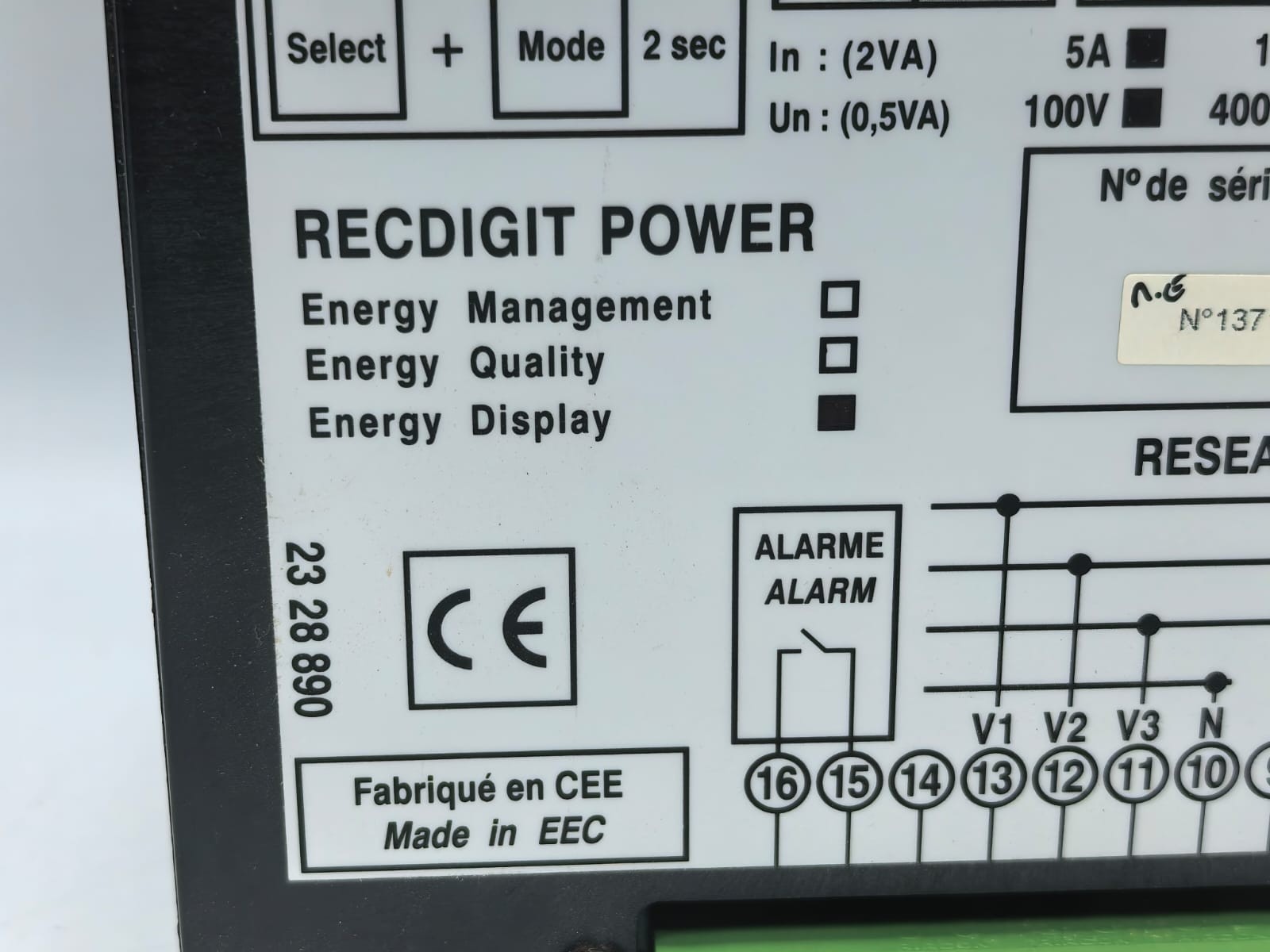Enerdis 2328890 ENERDIS 2328890 RECDIGIT POWER DISPLAY 100V /5A 4
