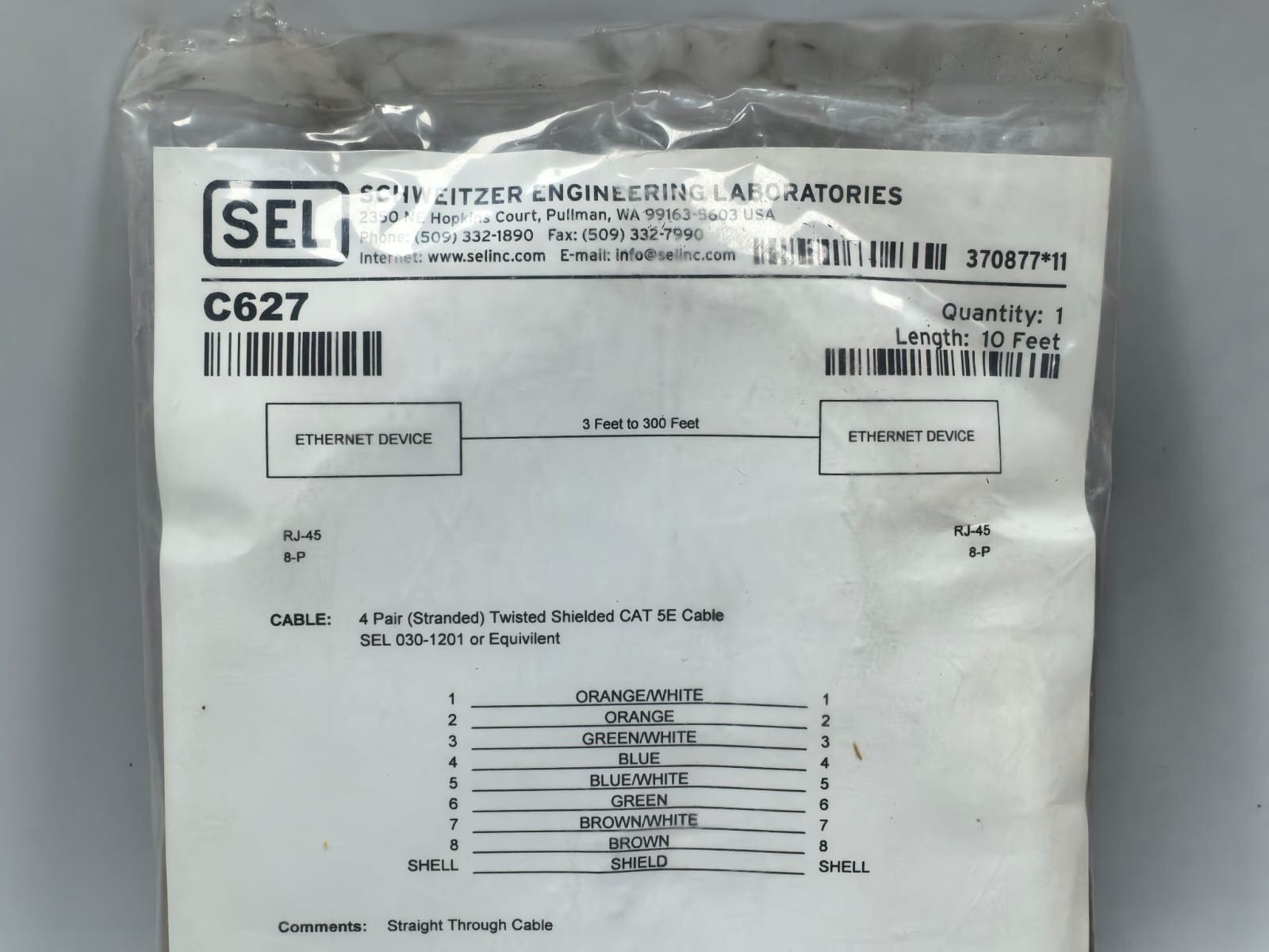 SEL C627 SEL C627 ETHERNET CABLE 10 FEET 4