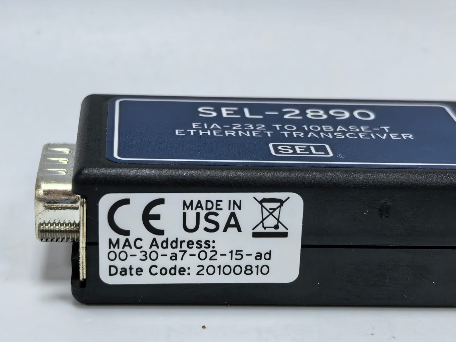 SEL SEL-2890 SEL-2890 EIA-232 TO 10BASE-T ETHERNET TRANSCEIVER 4