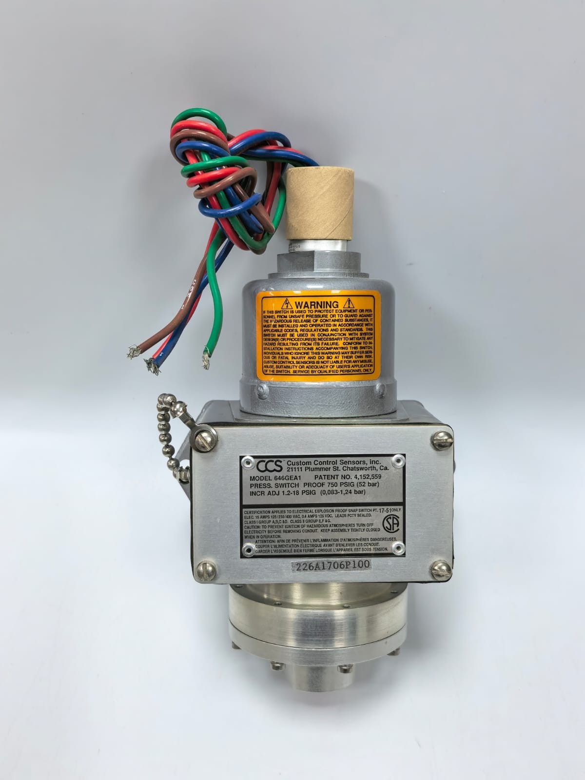 CCS 646GEA1 CCS CUSTOM CONTROL SENSORS 646GEA1 PRESS SWITCH PROOF 750 PSIG(52BAR) 2