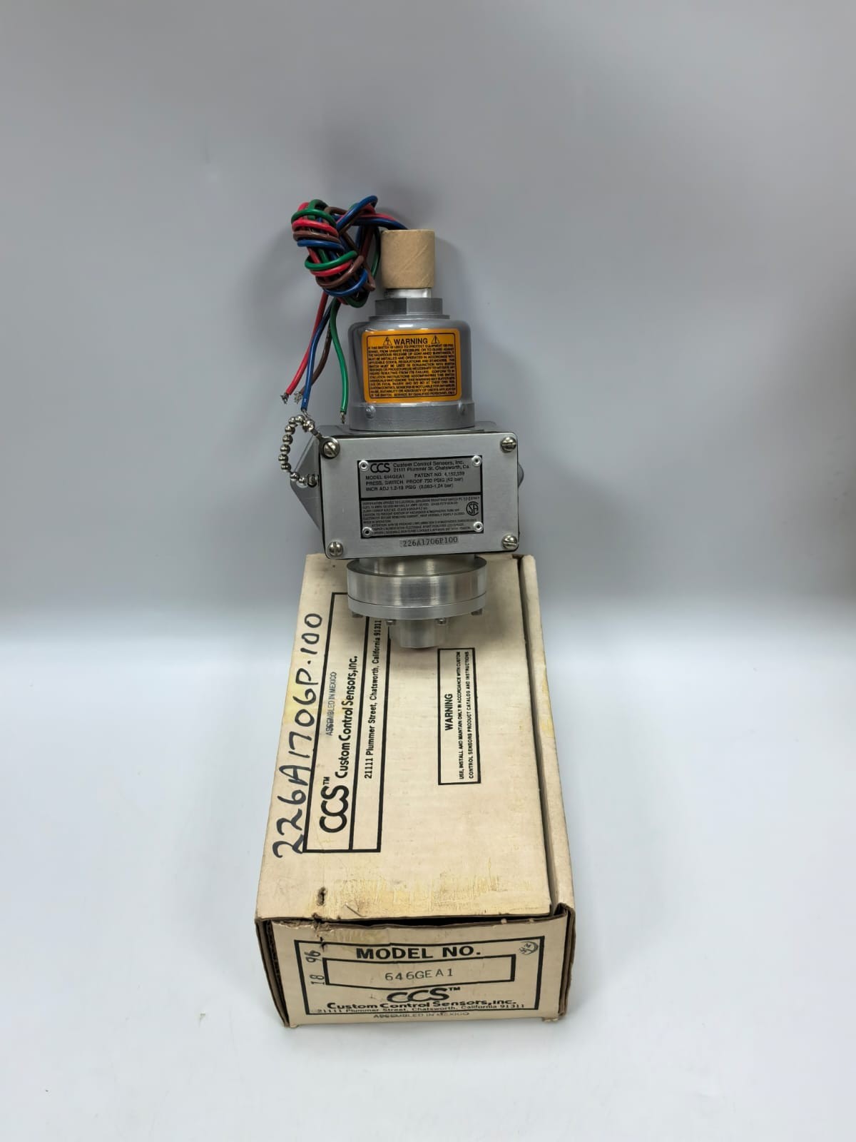 CCS CUSTOM CONTROL SENSORS 646GEA1 PRESS SWITCH PROOF 750 PSIG(52BAR)