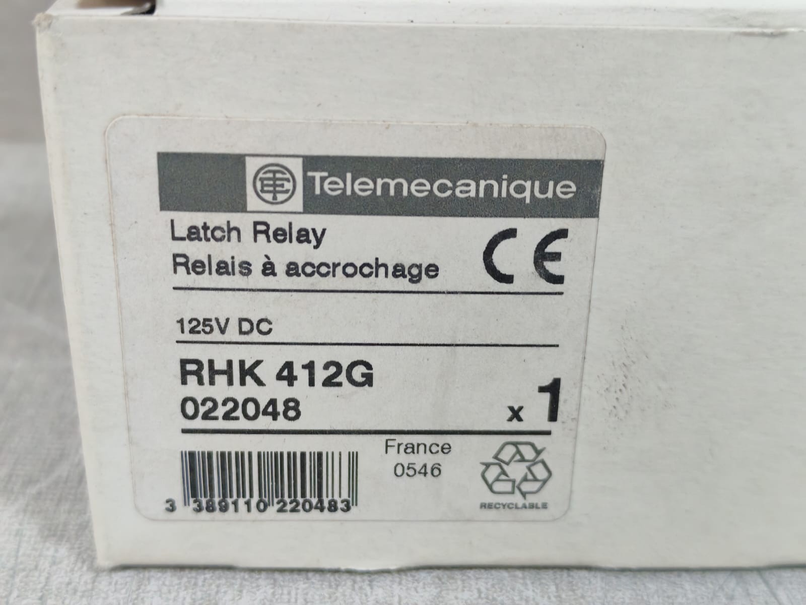 Schneider Electric RHK412G TELEMECANIQUE RHK412G 022048 LATCH RELAY 125V 10