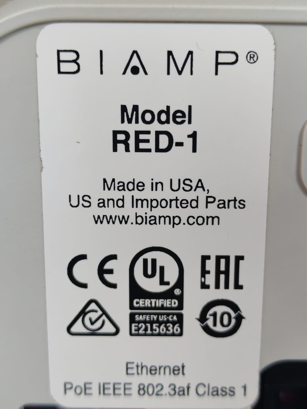 BIAMP RED-1 BIAMP RED-1 ETHERNET CONTROLLER 10