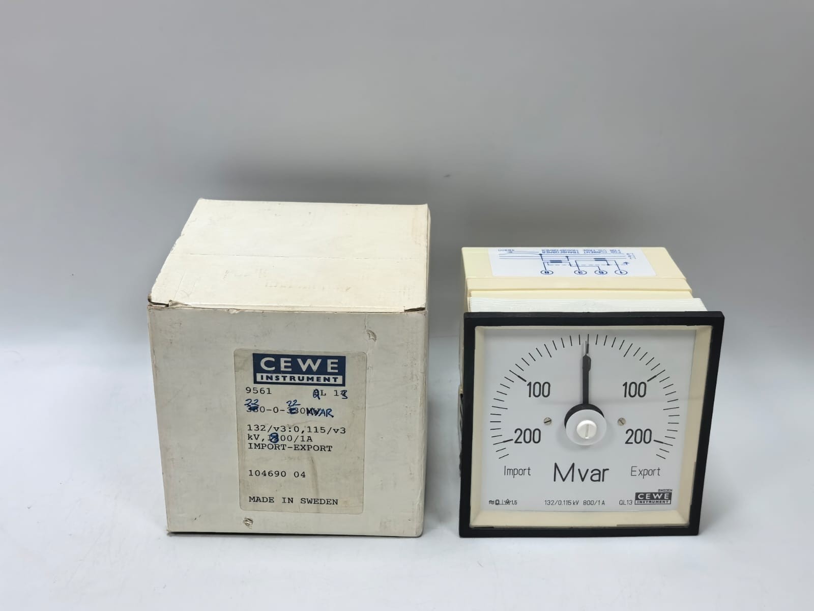 CEWE INSTRUMENTS QL 13 0-220 MVAR PANEL METER 132/0.115KV 800/1A