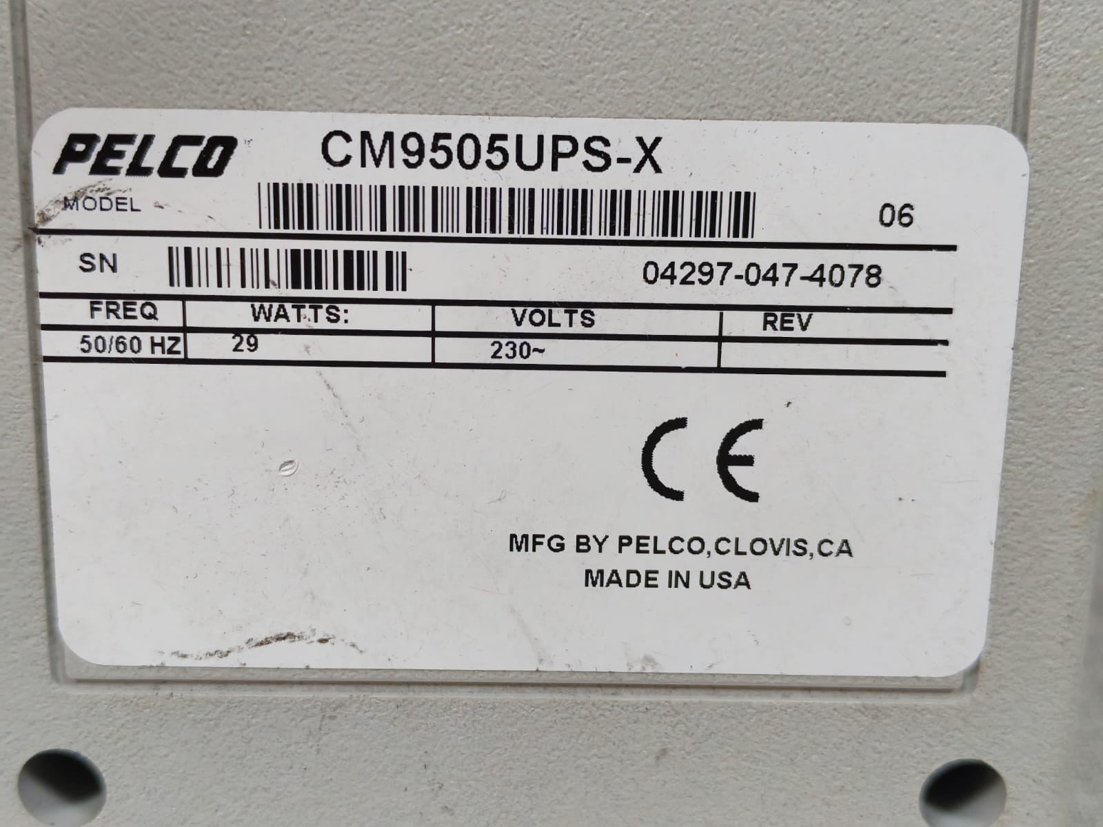 Pelco CM9505UPS-X PELCO CM9505UPS-X POWER SUPPLY 230V 7