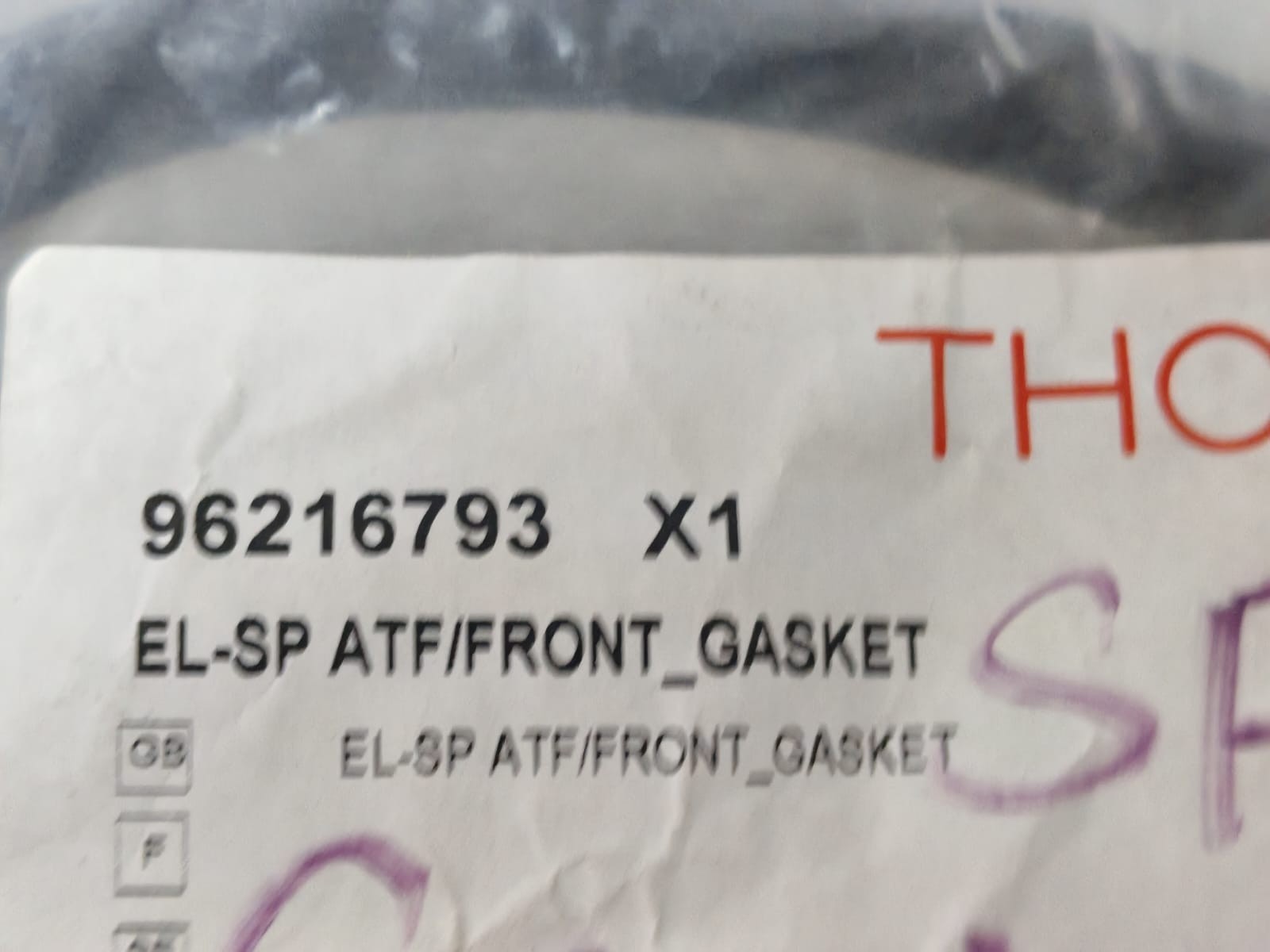 THORN 96216793 X1 THORN 96216793 X1 EL-SP ATF/FRONT GASKET 3