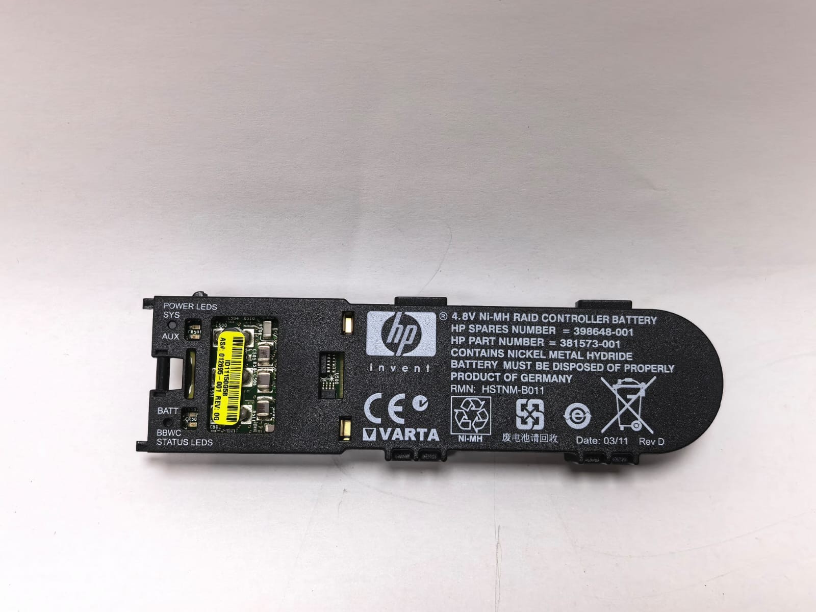 HP 398648-001 HP 398648-001 4.8V NI-MH RAID CONTROLLER BATTERY 2
