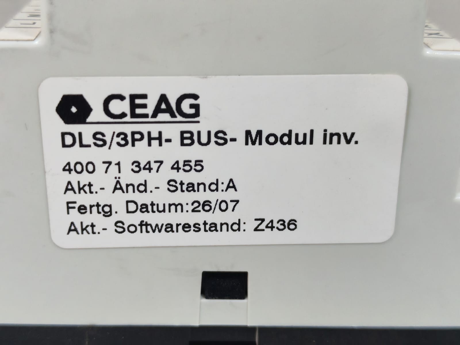CEAG DLS/3PH-BUS MODUL INV. CEAG DLS/3PH-BUS MODUL INV. 40071347455 AKT.&STAND:A Z436 5