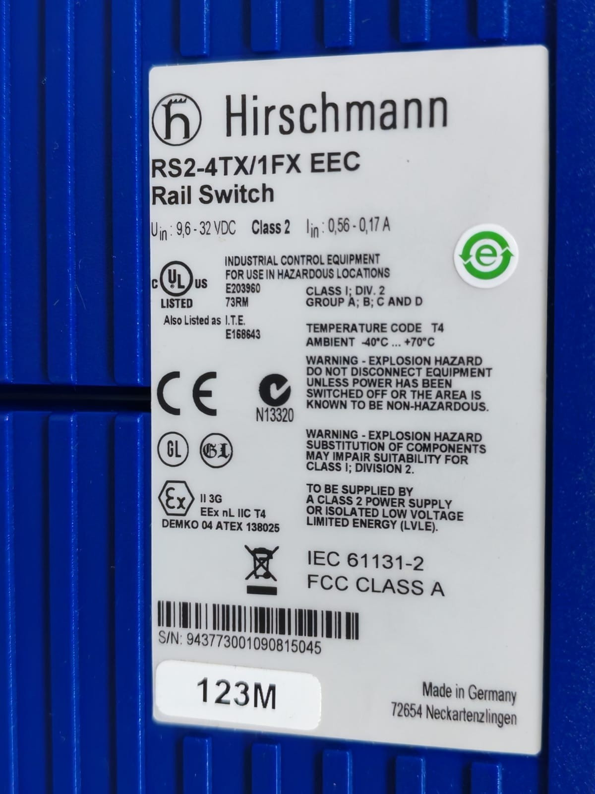Hirschmann RS2-4TX / 1FX EEC HIRSCHMANN RS2-4TX / 1FX EEC RAIL SWITCH 3