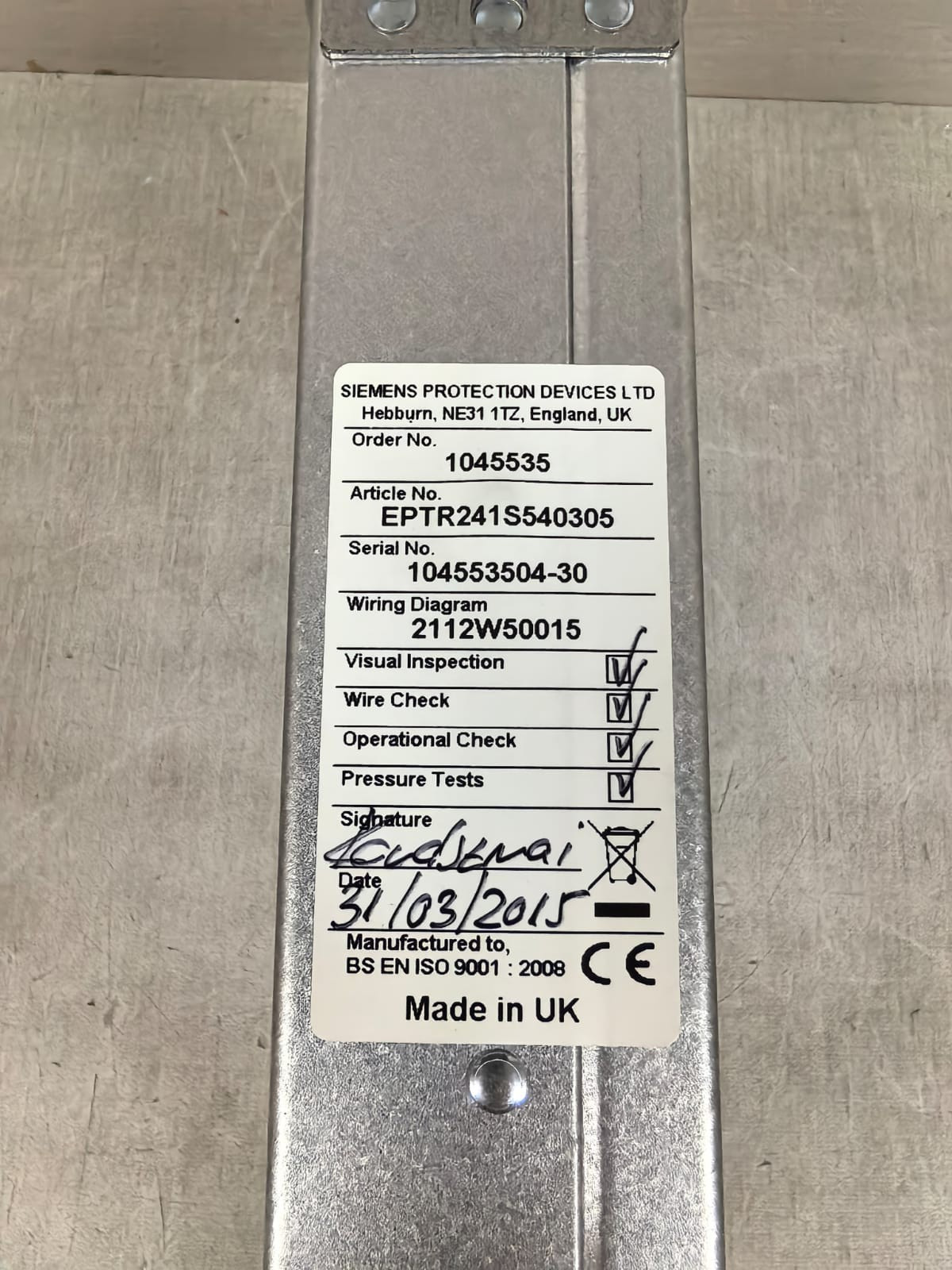 Siemens TR241 SIEMENS TR241 EPTR241S540305 PROTECTION RELAY 125V 6