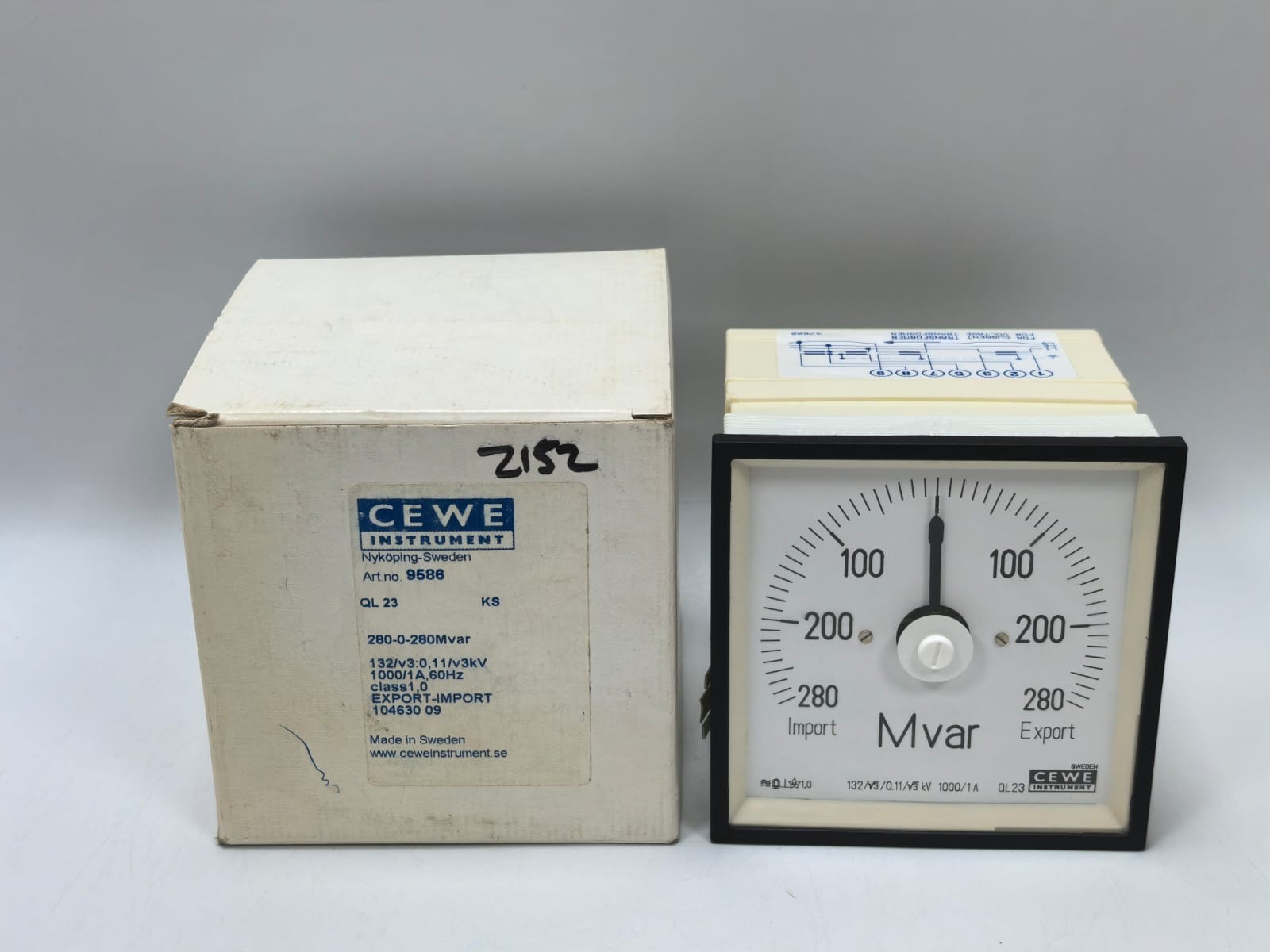 CEWE INSTRUMENTS QL23 ANALOG PANEL METER 280-0-280MVAR