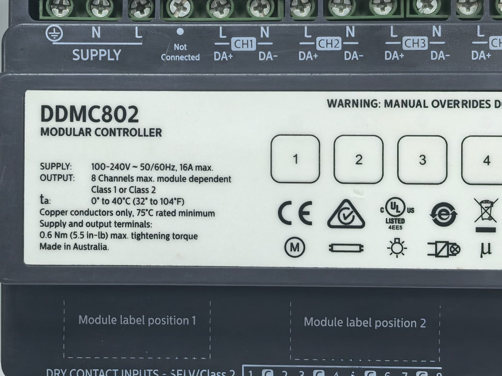 Philips DDMC802 PHILIPS DYNALITE DDMC802 MODULAR CONTROLLER FW.1.06 100-240V -50/60HZ,16A MAX 3