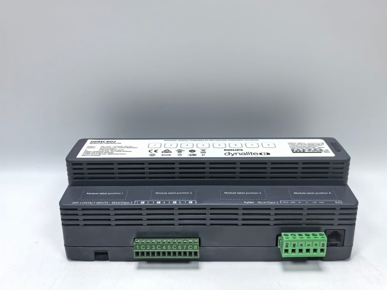 Philips DDMC802 PHILIPS DYNALITE DDMC802 MODULAR CONTROLLER FW.1.06 100-240V -50/60HZ,16A MAX 6