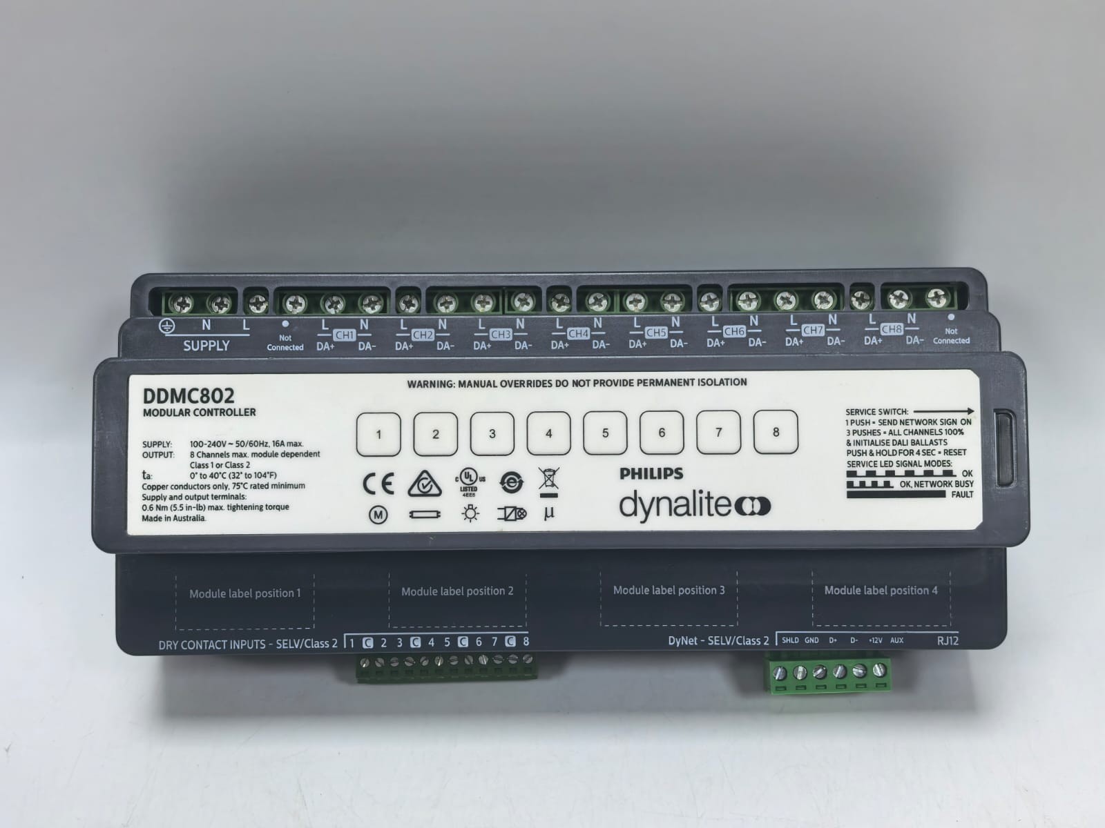 Philips PHILIPS DYNALITE DDMC802 PHILIPS DYNALITE DDMC802 MODULAR CONTROLLER FW.1.07 100-240V -50/60HZ,16A MAX 2