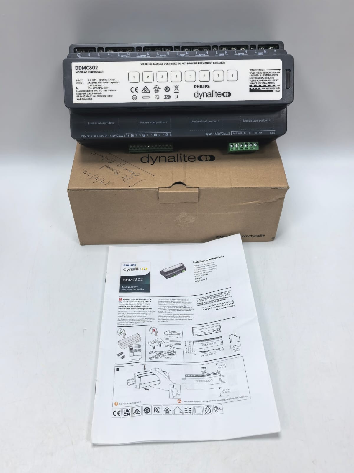 PHILIPS DYNALITE DDMC802 MODULAR CONTROLLER FW.1.07 100-240V -50/60HZ,16A MAX