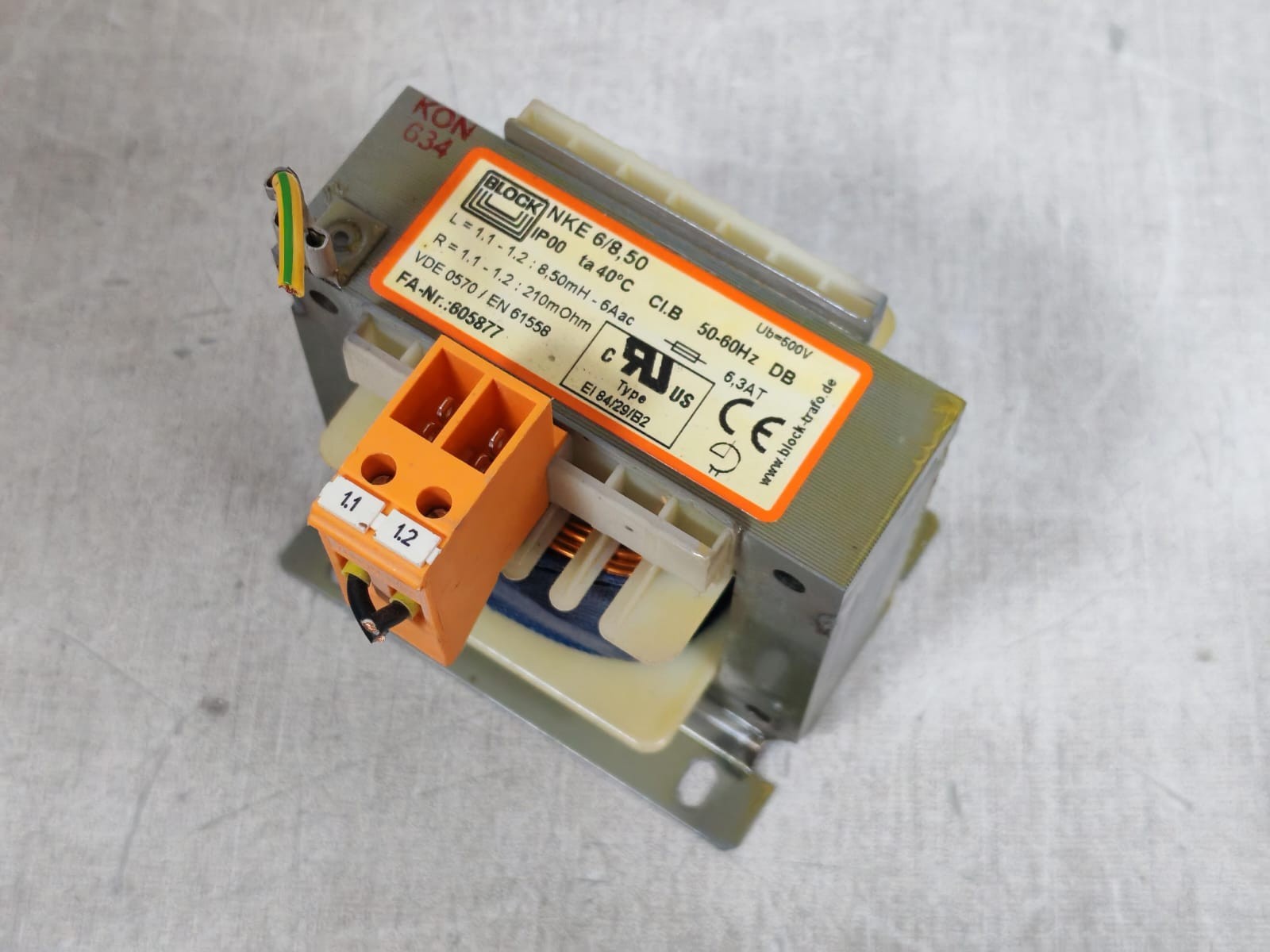 BLOCK NKE 6/8,50 605877 VDE0570/EN61558 BLOCK NKE 6/8,50 605877 VDE0570/EN61558 TRANSFORMER 4