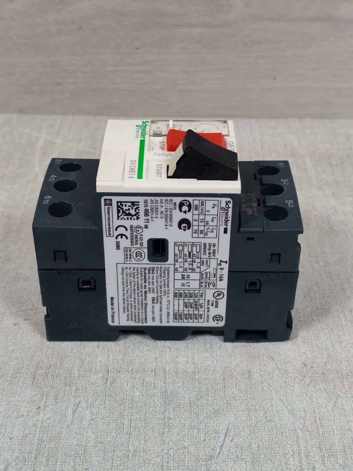 Schneider Electric GV2ME16 SCHNEIDER ELECTRIC GV2ME16 MOTOR CIRCUIT BREAKER 8