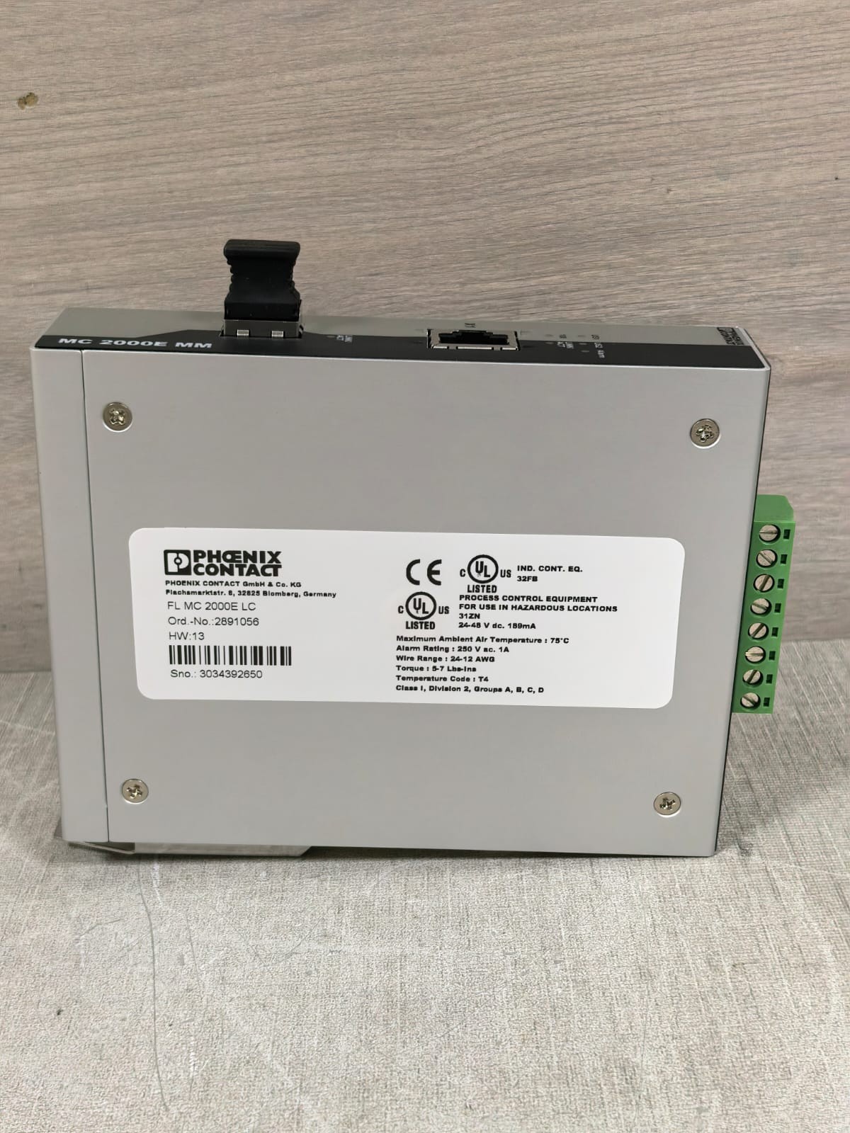 Phoenix Contact FL MC 2000E LC PHOENIX CONTACT FL MC 2000E LC 2891056 HW:13 FIBER OPTIC CONVERTER 8