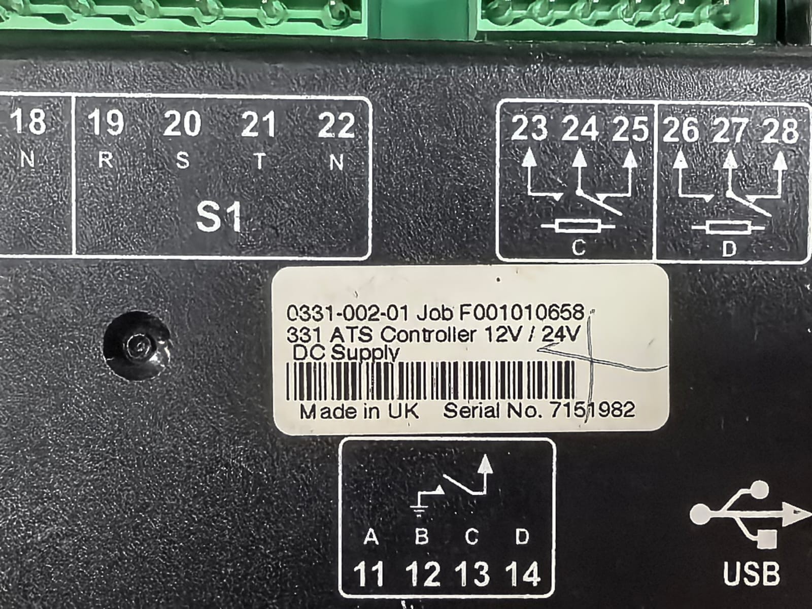 DSE JOB F001010658 DSE 0331-002-01 JOB F001010658 331 ATS CONTROLLER 12/24V 9
