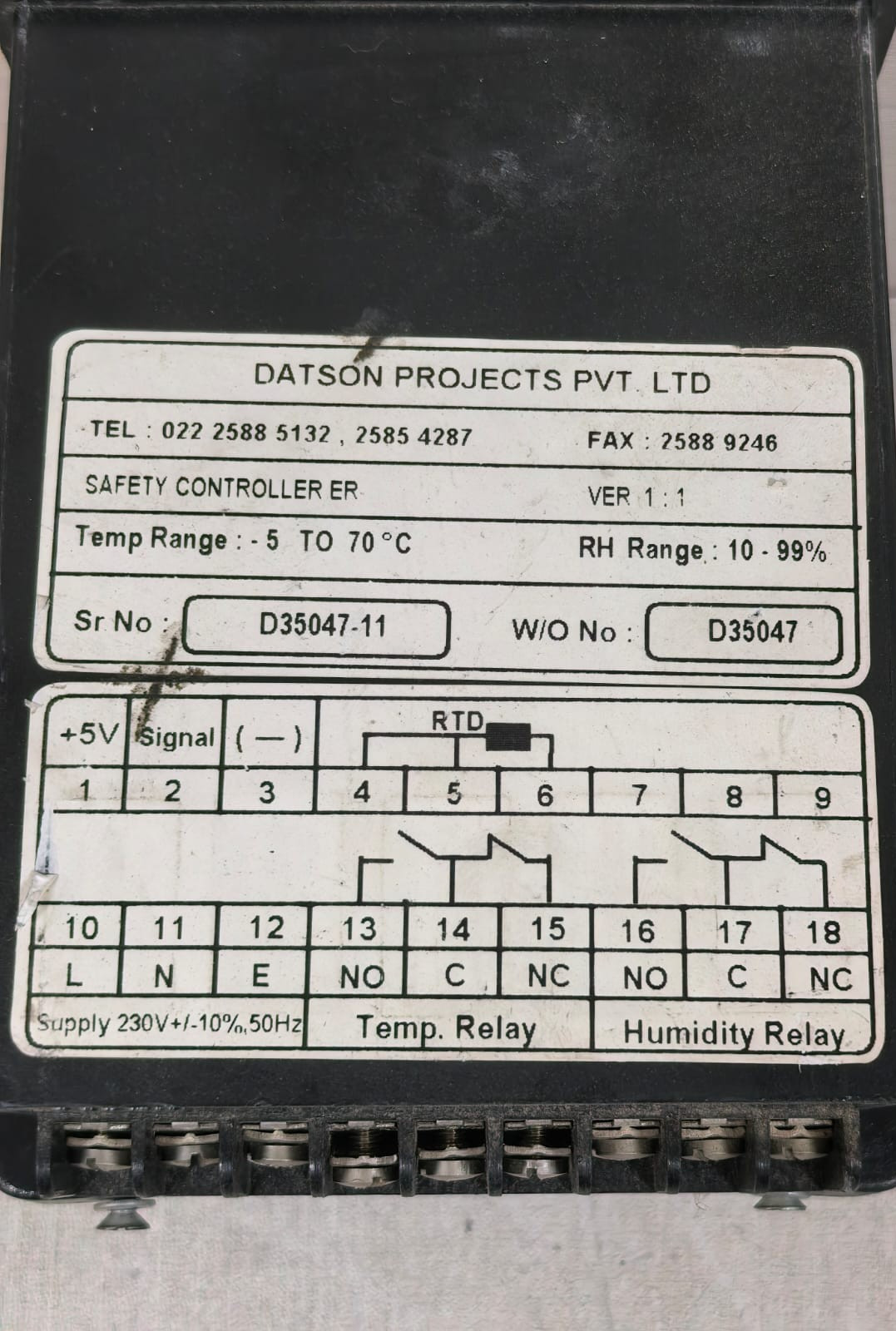 DATSON PROJECTS D35047 VER 1.1 DATSON PROJECTS D35047 VER 1.1 SAFETY CONTROLLER 4