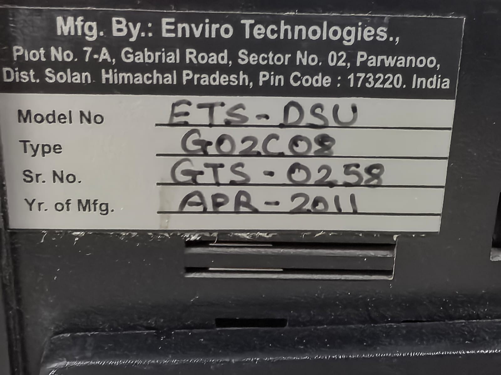 ENVIRO TECHNOLOGIES ETS-DSU G02C08 ENVIRO TECHNOLOGIES ETS-DSU G02C08 SCANNER 10