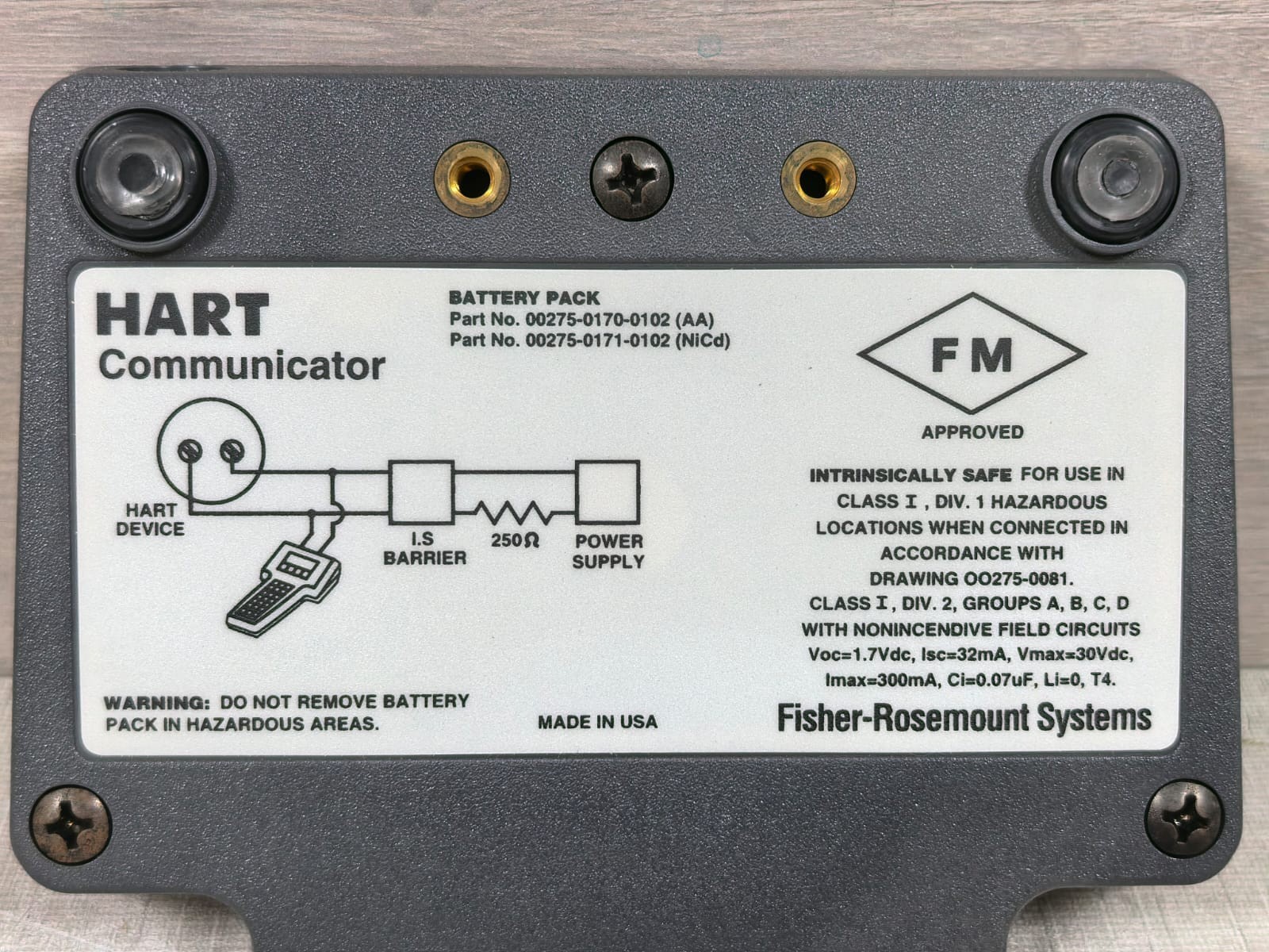 Rosemount 00275-0170/0171-0102(AA) FISHER-ROSEMOUNT SYSTEMS 00275-0170/0171-0102(AA) HART COMMUNICATOR BATTERY PACK 3