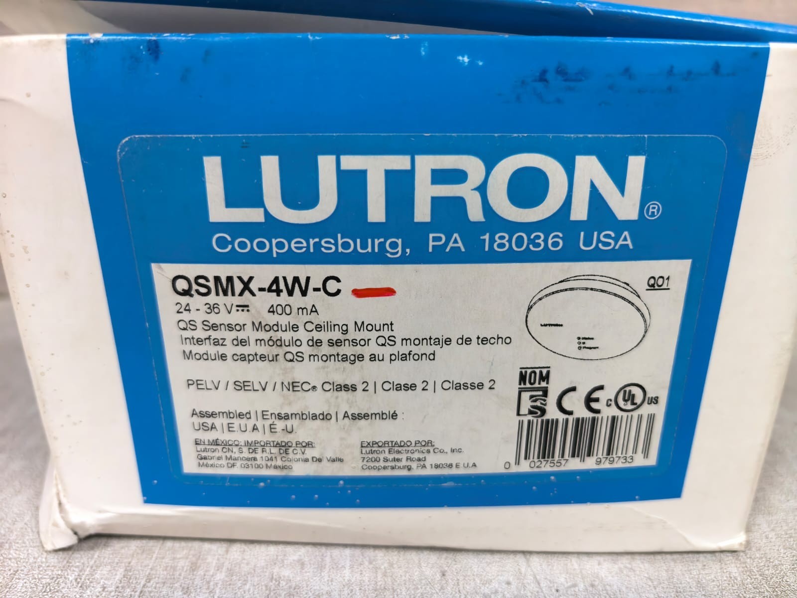 Lutron QSMX-4W-C LUTRON QSMX-4W-C QS SENSOR MODULE CEILING MOUNT 24-36V 9
