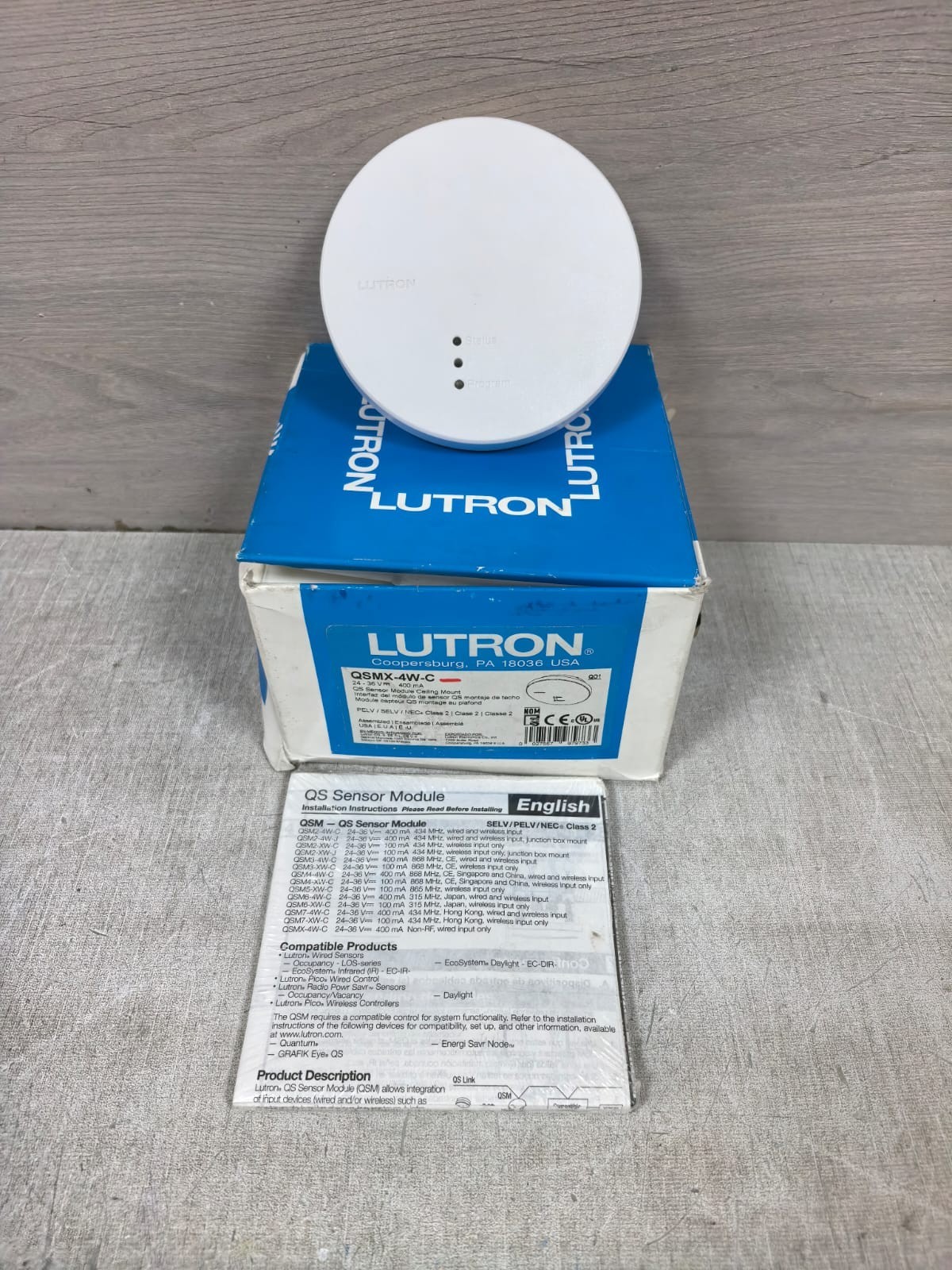 LUTRON QSMX-4W-C QS SENSOR MODULE CEILING MOUNT 24-36V