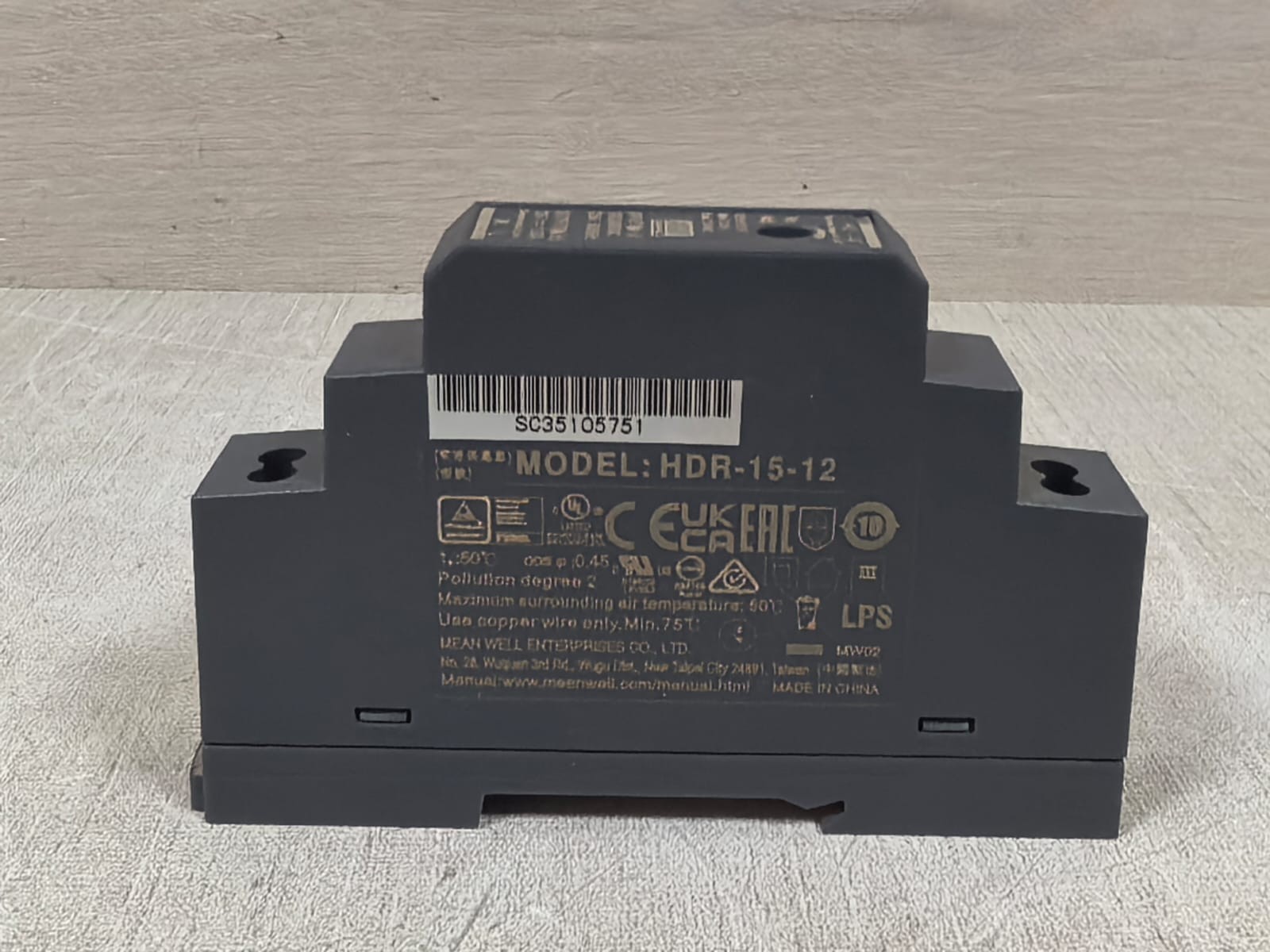 UNKNOWN HDR-15-12 LOT MEANWELL HDR-15-12 POWER SUPPLY 100-240VAC 9