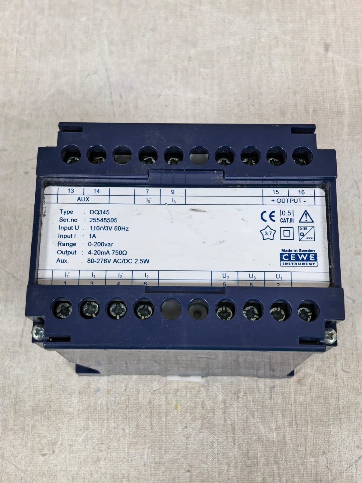 CEWE DQ345 CEWE INSTRUMENT DQ345 POWER TRANSDUCER 80-276VAC/DC 2.5W 3