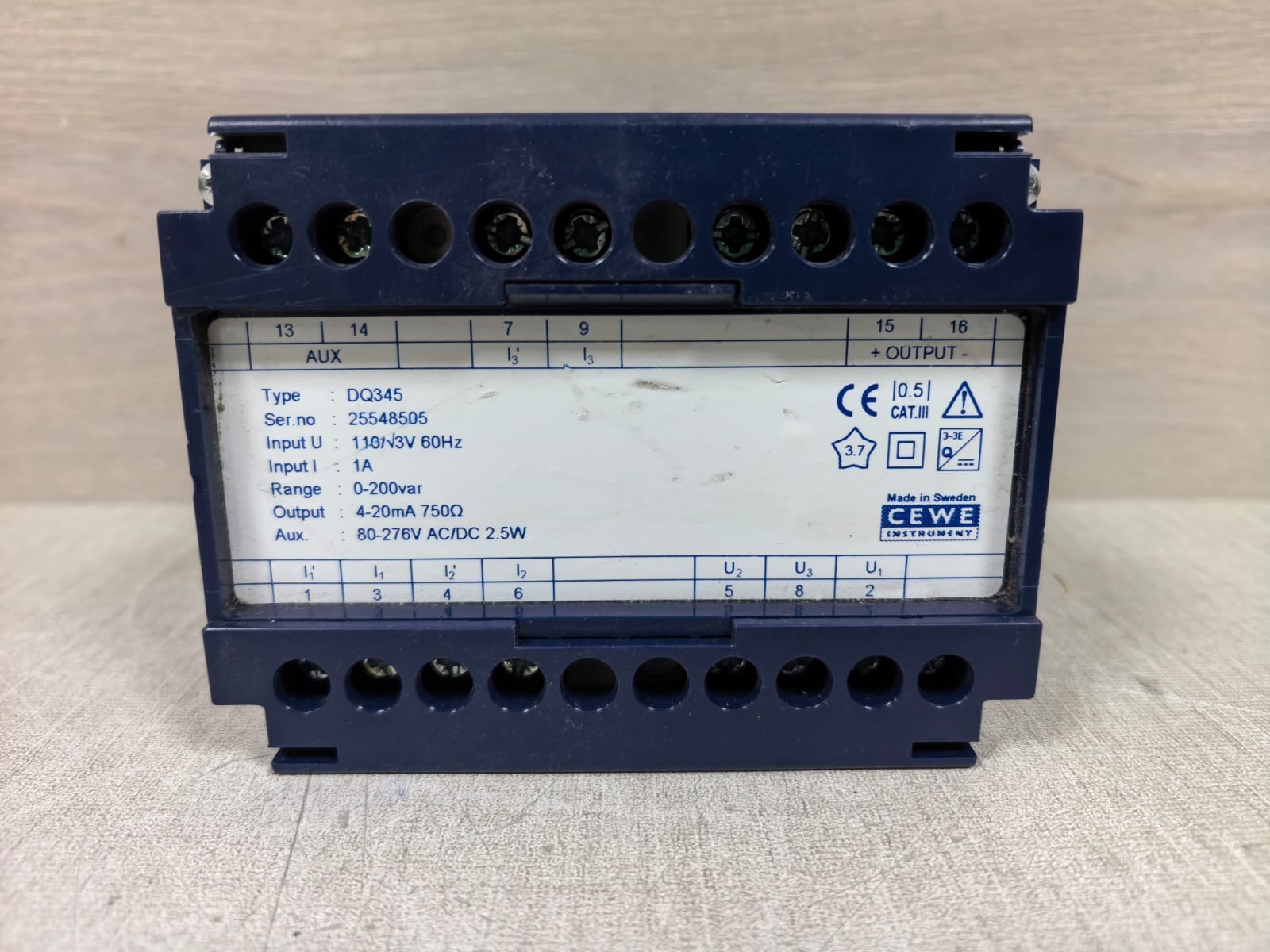 CEWE INSTRUMENT DQ345 POWER TRANSDUCER 80-276VAC/DC 2.5W