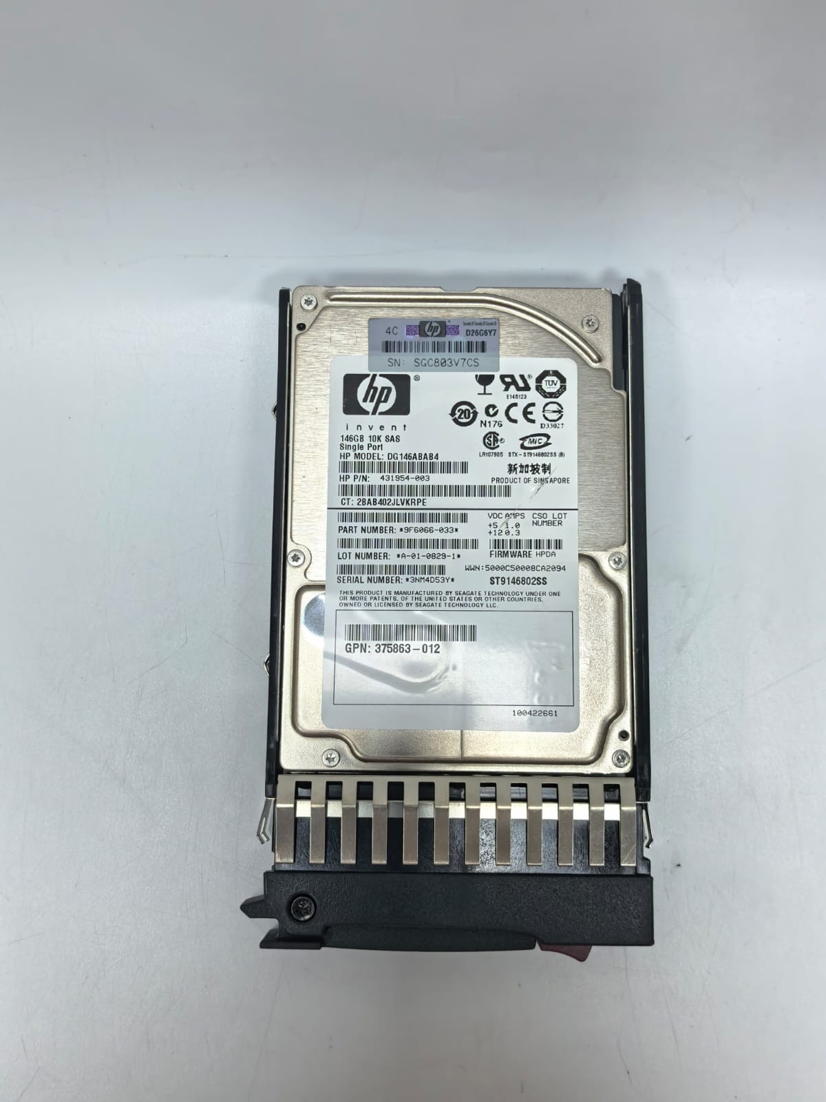 HP DG146ABAB4 146GB 10K SAS SINGLE PORT 431954-003